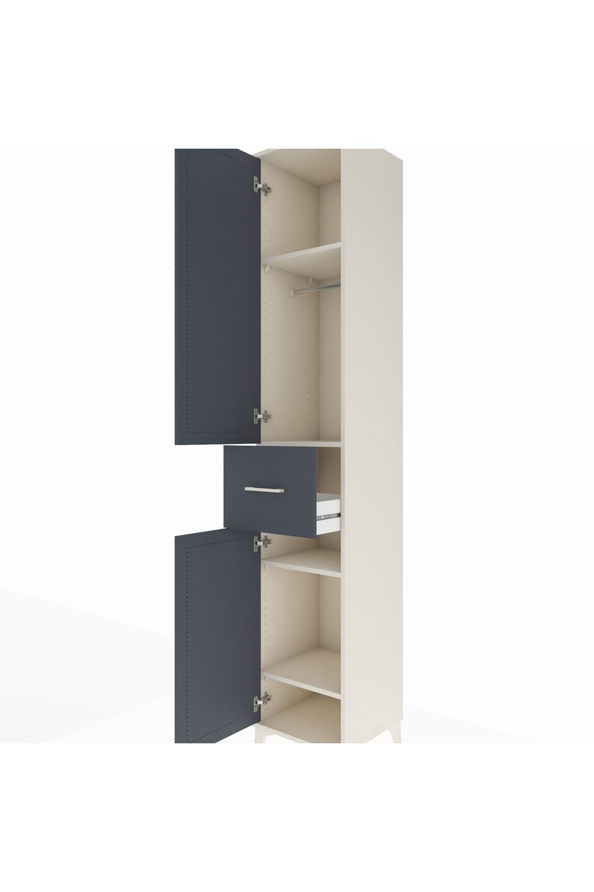 Hyperion Dolap 4 Raflı Tek Çekmeceli Tek Askılı 44x44x243 - S64M026V2B