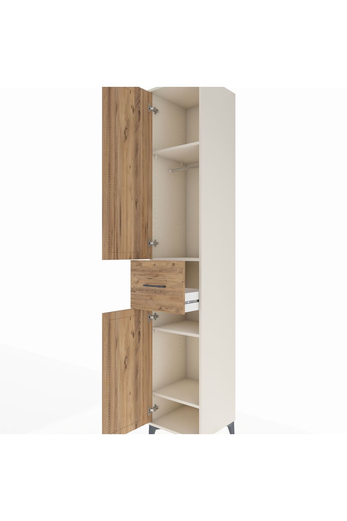 Hyperion Dolap 4 Raflı Tek Çekmeceli Tek Askılı 44x44x243 - S64M026V3B