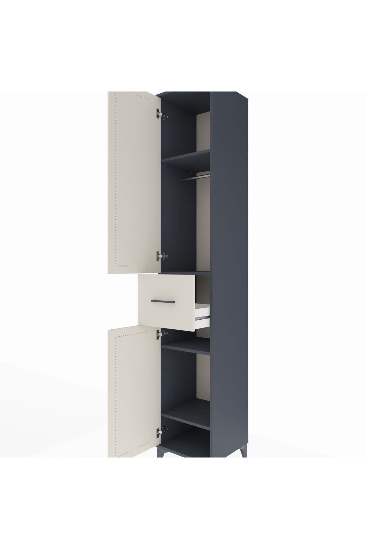 Hyperion Dolap 4 Raflı Tek Çekmeceli Tek Askılı 44x44x243 - S64M026V4B
