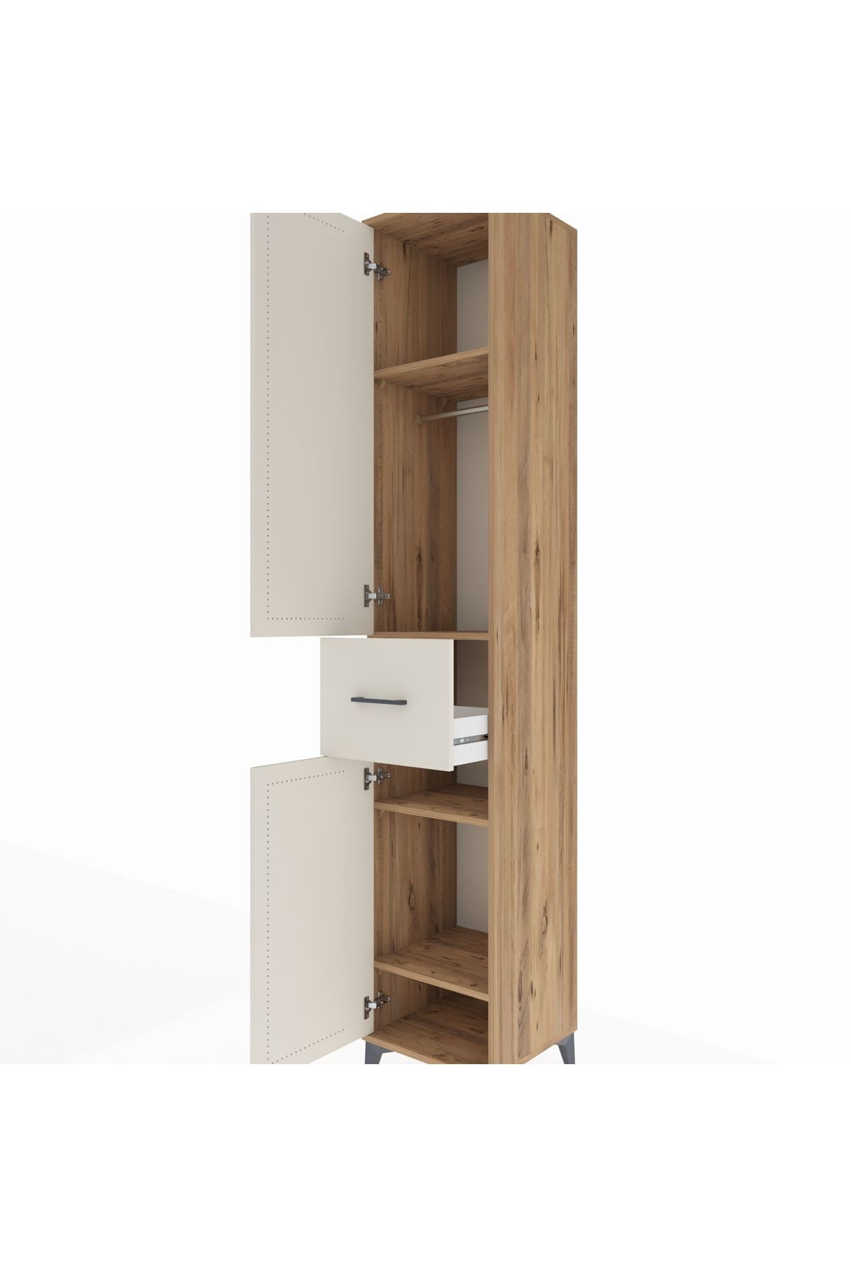 Hyperion Dolap 4 Raflı Tek Çekmeceli Tek Askılı 44x44x243 - S64M026V7B