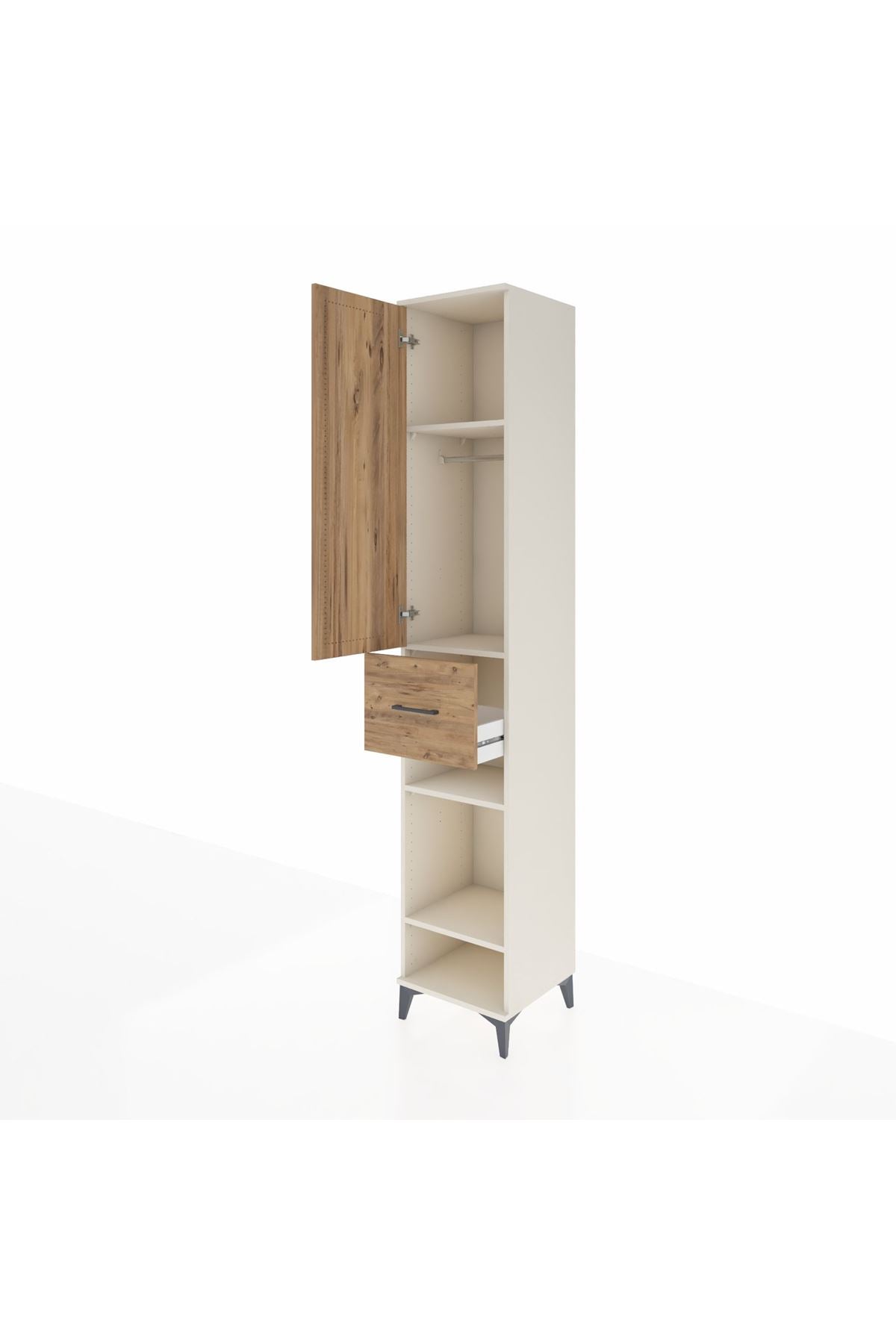 Hyperion Dolap 4 Raflı Tek Çekmeceli Tek Askılı 44x44x243 - S64M027V3B