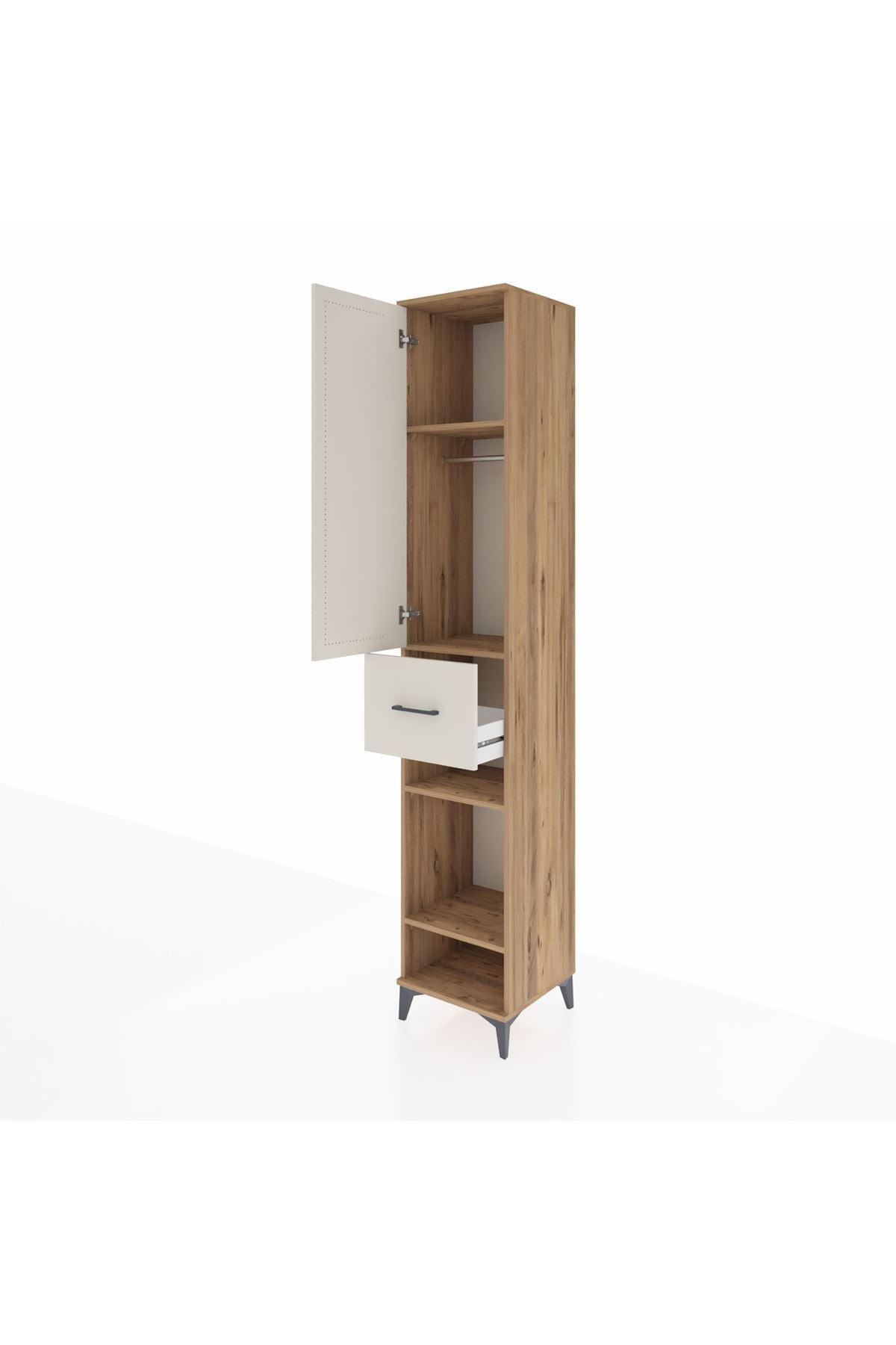 Hyperion Dolap 4 Raflı Tek Çekmeceli Tek Askılı 44x44x243 - S64M027V7B