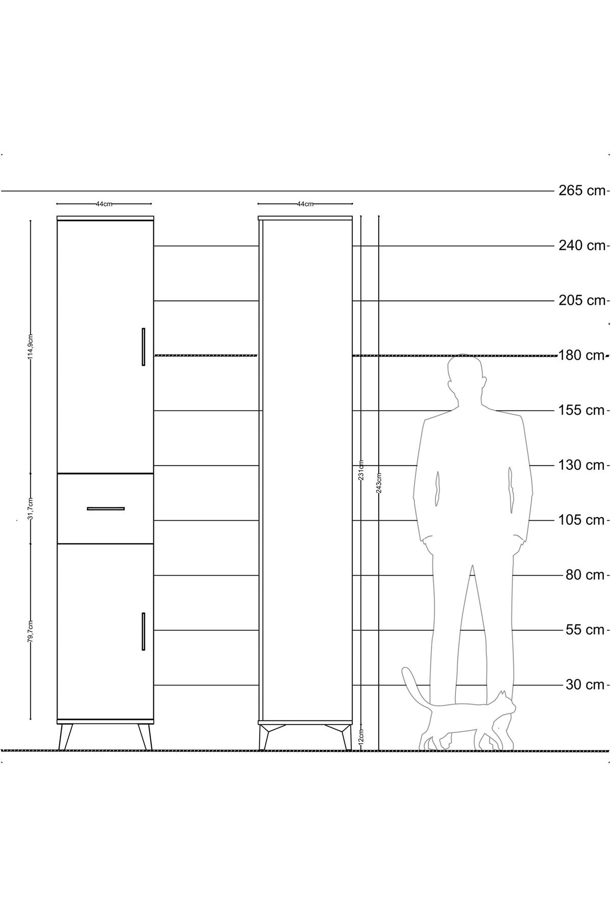 Hyperion Dolap 6 Raflı Tek Çekmeceli 2 Kapaklı 44x44x243 - S64M028V8B