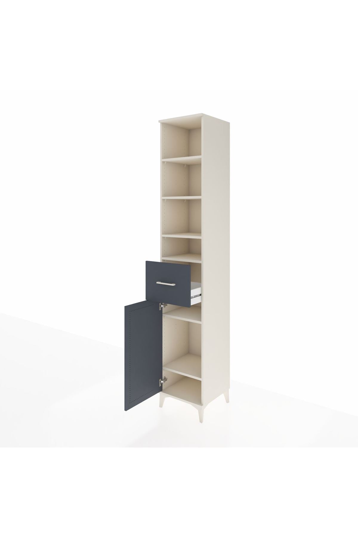 Hyperion Dolap 6 Raflı Tek Çekmeceli Tek Kapaklı 44x44x243 - S64M030V2B
