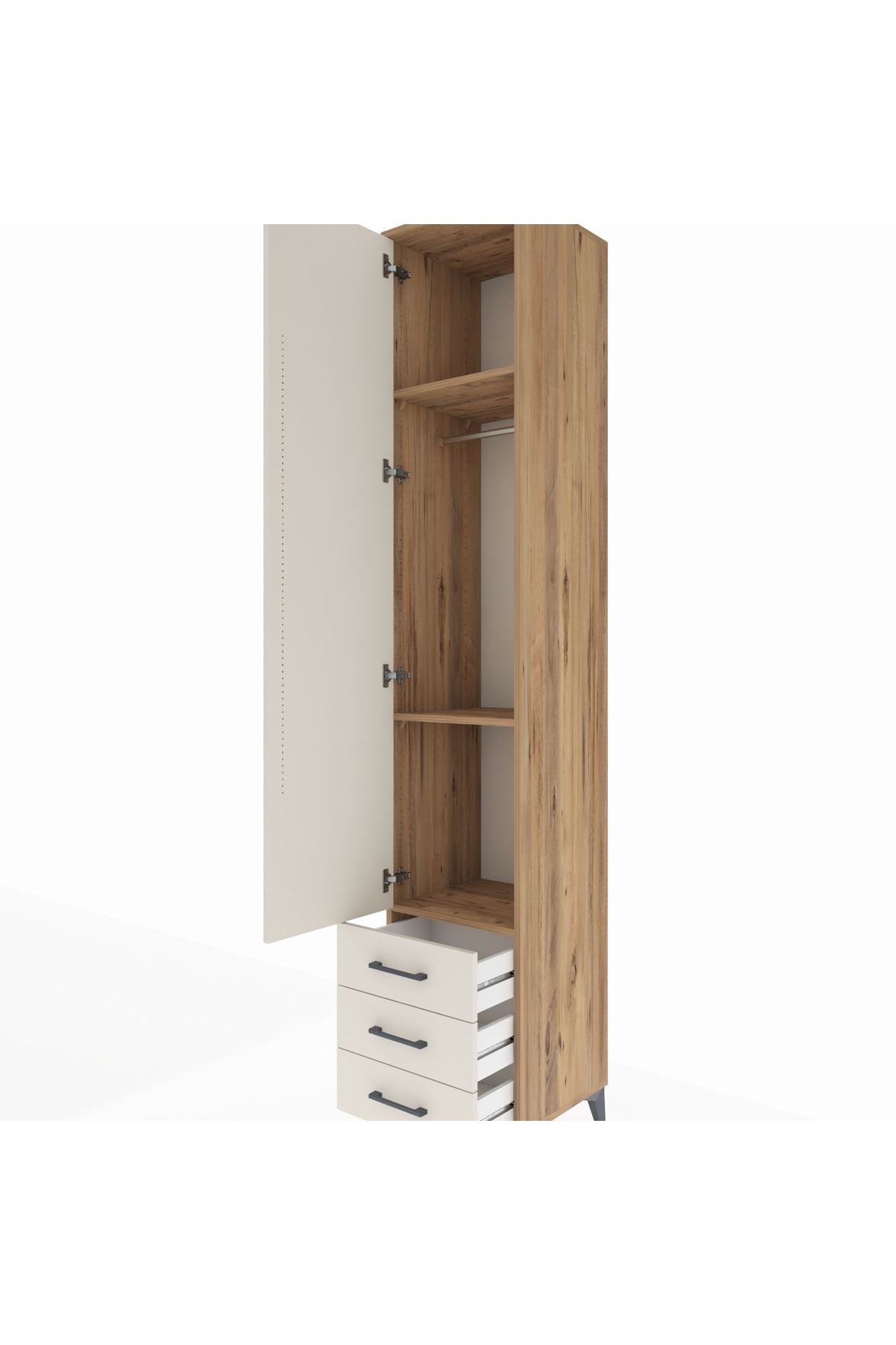 Hyperion Dolap 3 Raflı 3 Çekmeceli Tek Askılı 44x44x243 - S64M031V7B