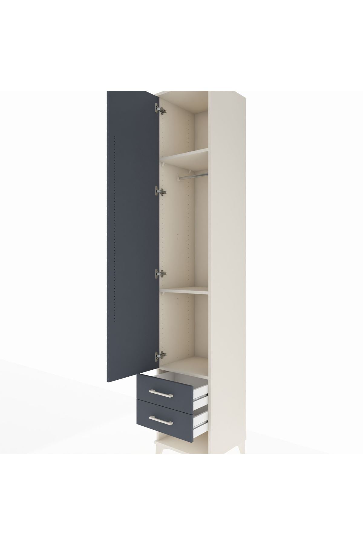 Hyperion Dolap 3 Raflı 2 Çekmeceli Tek Askılı 44x44x243 - S64M033V2B