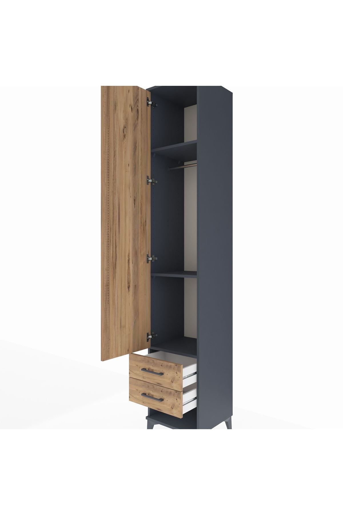Hyperion Dolap 3 Raflı 2 Çekmeceli Tek Askılı 44x44x243 - S64M033V6B