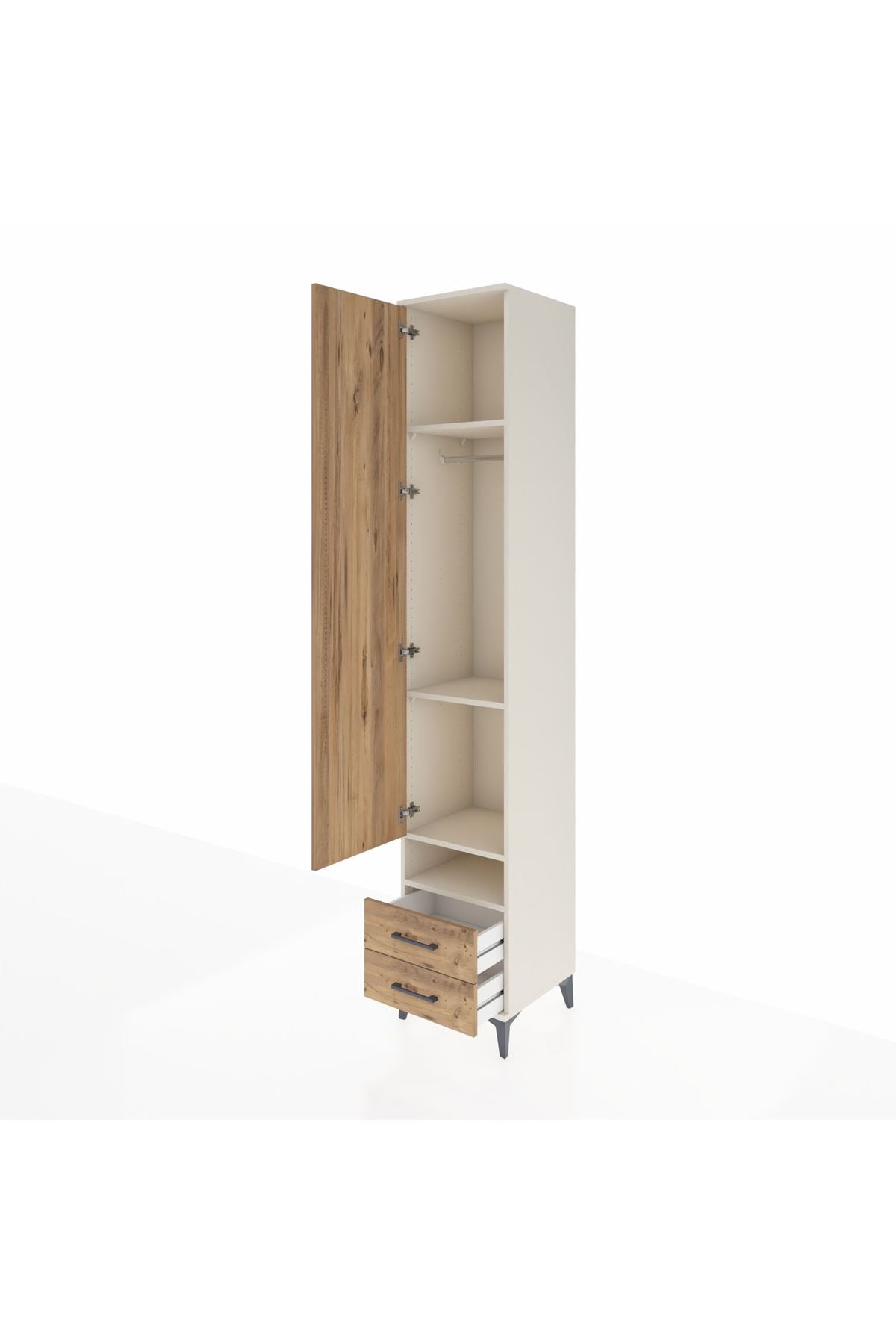Hyperion Dolap 4 Raflı 2 Çekmeceli Tek Askılı 44x44x243 - S64M035V3B