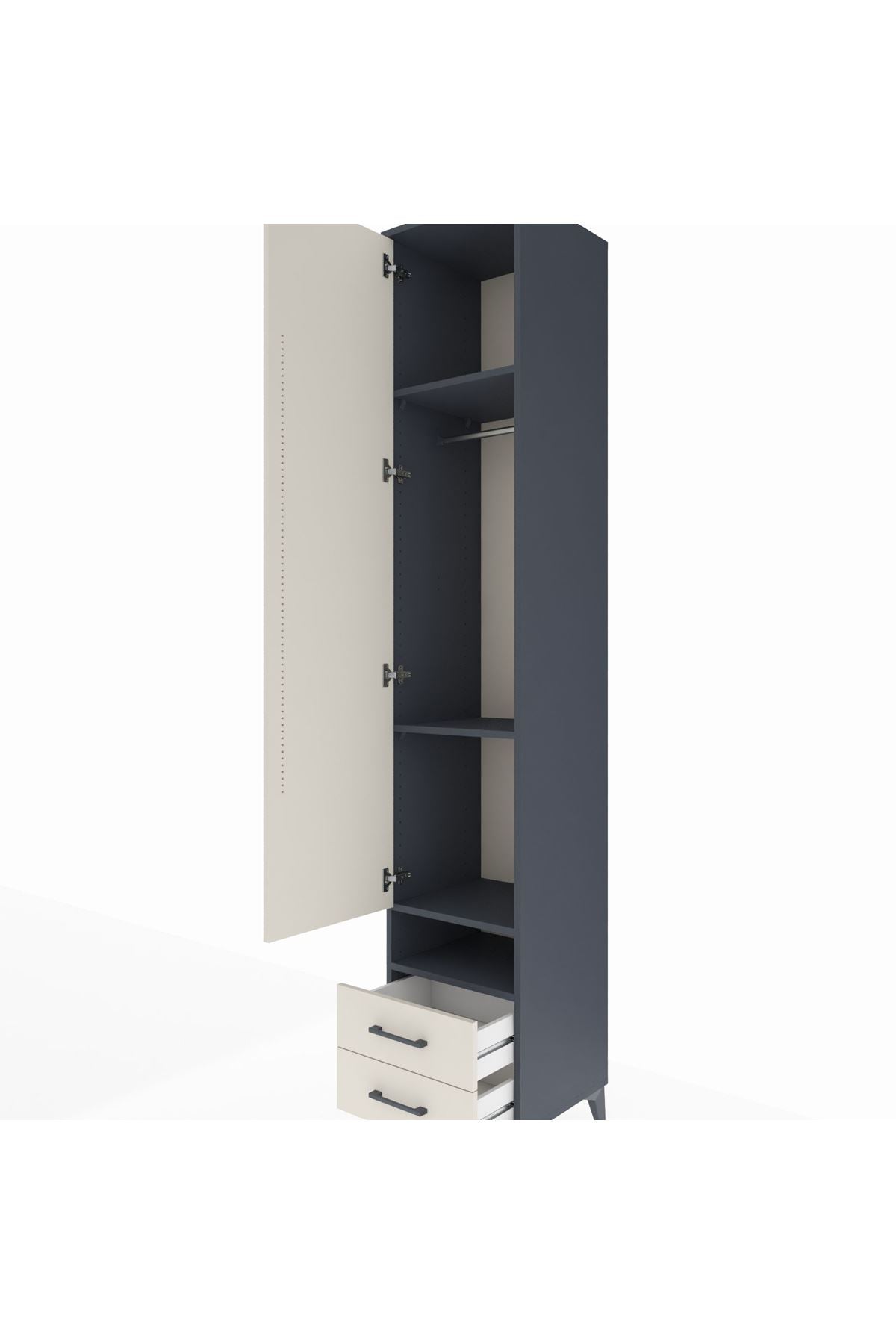 Hyperion Dolap 4 Raflı 2 Çekmeceli Tek Askılı 44x44x243 - S64M035V4B