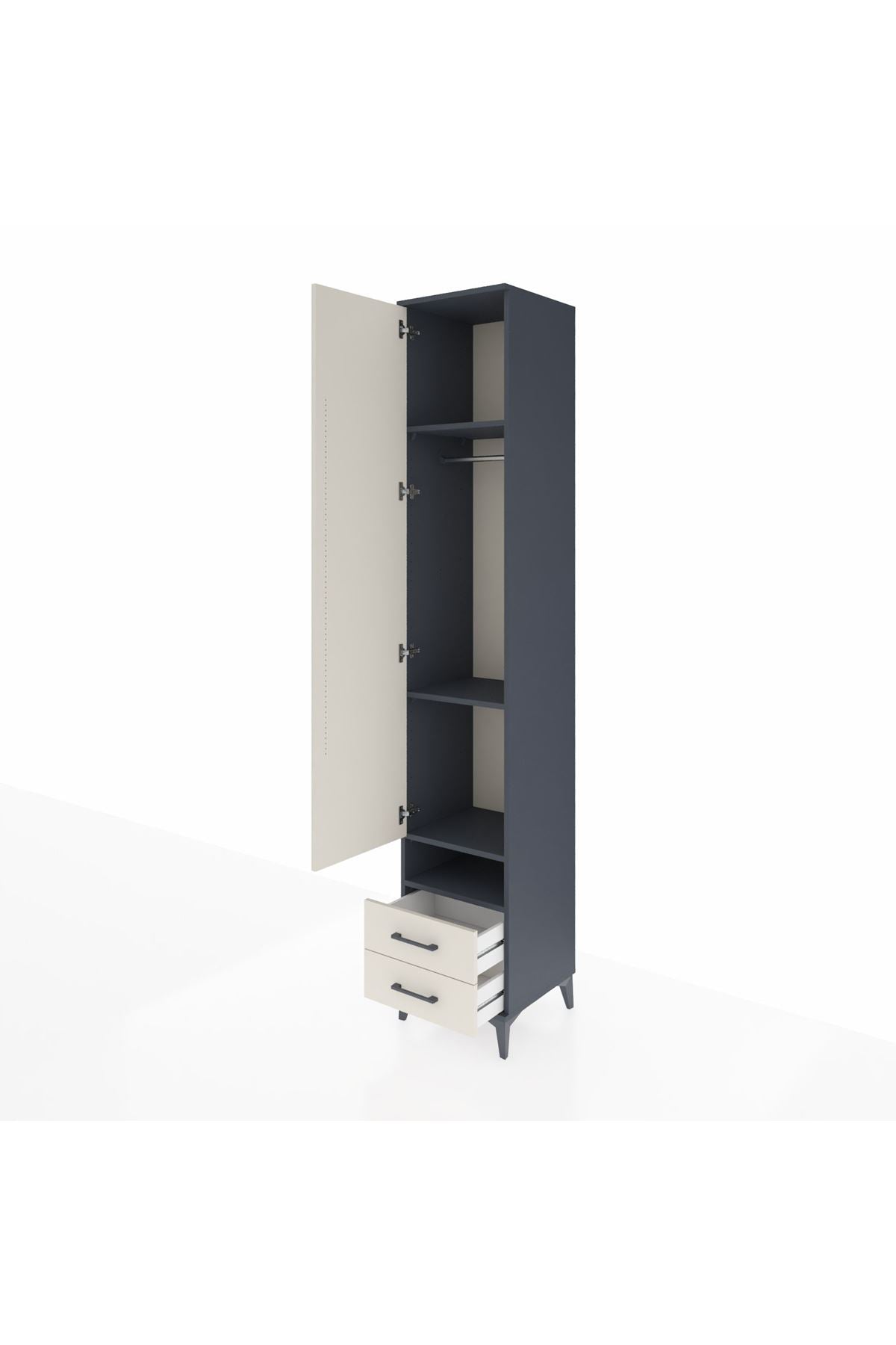 Hyperion Dolap 4 Raflı 2 Çekmeceli Tek Askılı 44x44x243 - S64M035V4B