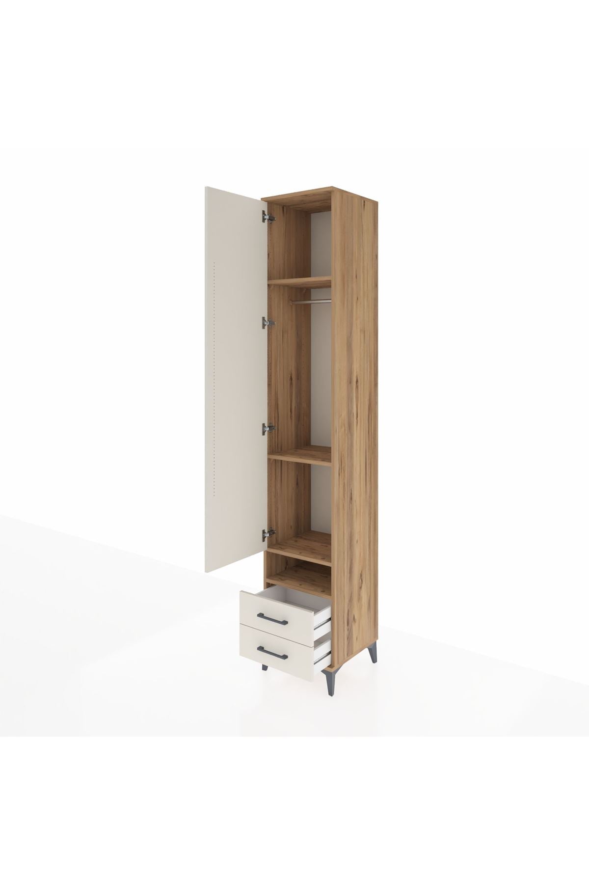 Hyperion Dolap 4 Raflı 2 Çekmeceli Tek Askılı 44x44x243 - S64M035V7B