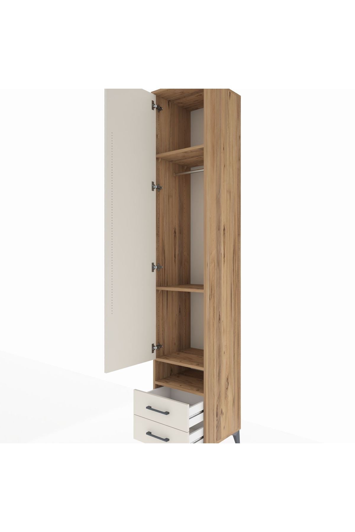 Hyperion Dolap 4 Raflı 2 Çekmeceli Tek Askılı 44x44x243 - S64M035V7B
