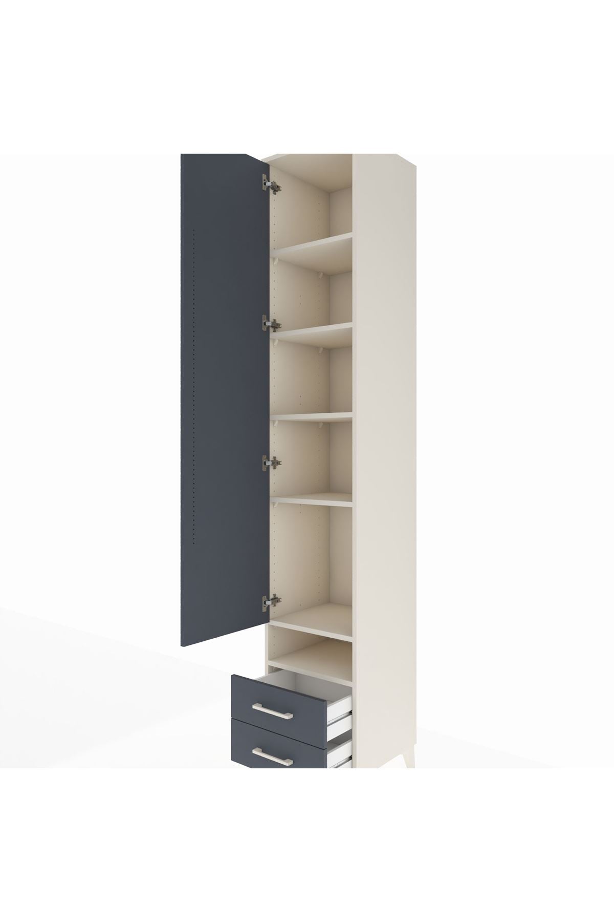 Hyperion Dolap 6 Raflı 2 Çekmeceli Tek Kapaklı 44x44x243 - S64M036V2B