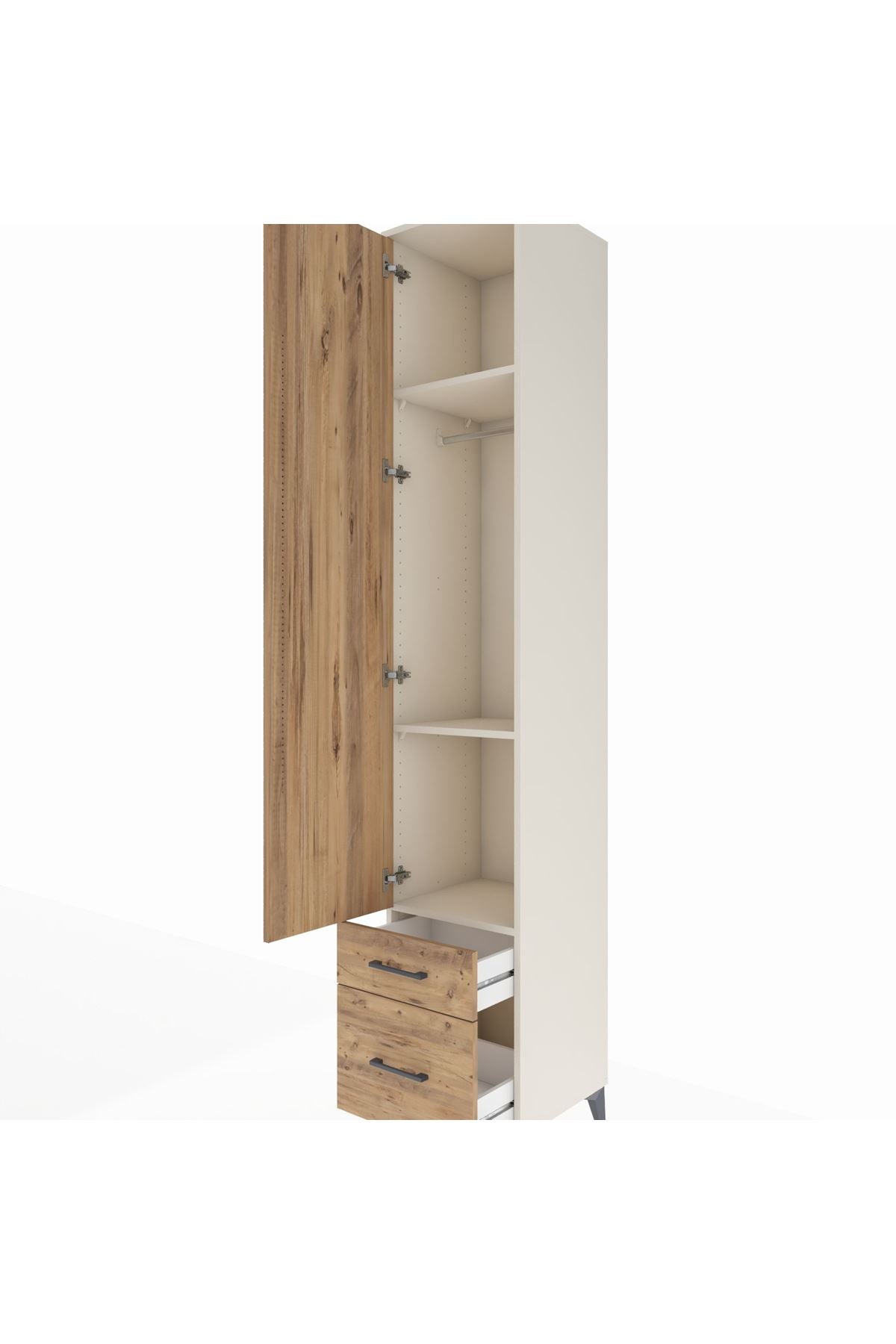 Hyperion Dolap 3 Raflı 2 Çekmeceli Tek Askılı 44x44x243 - S64M037V3B