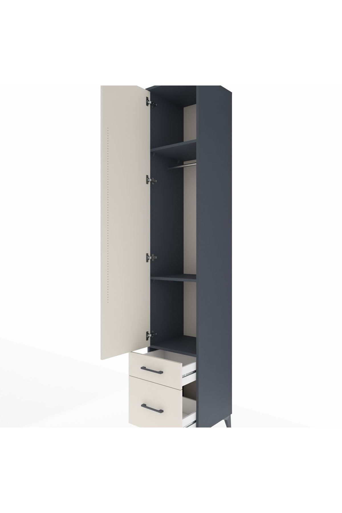 Hyperion Dolap 3 Raflı 2 Çekmeceli Tek Askılı 44x44x243 - S64M037V4B
