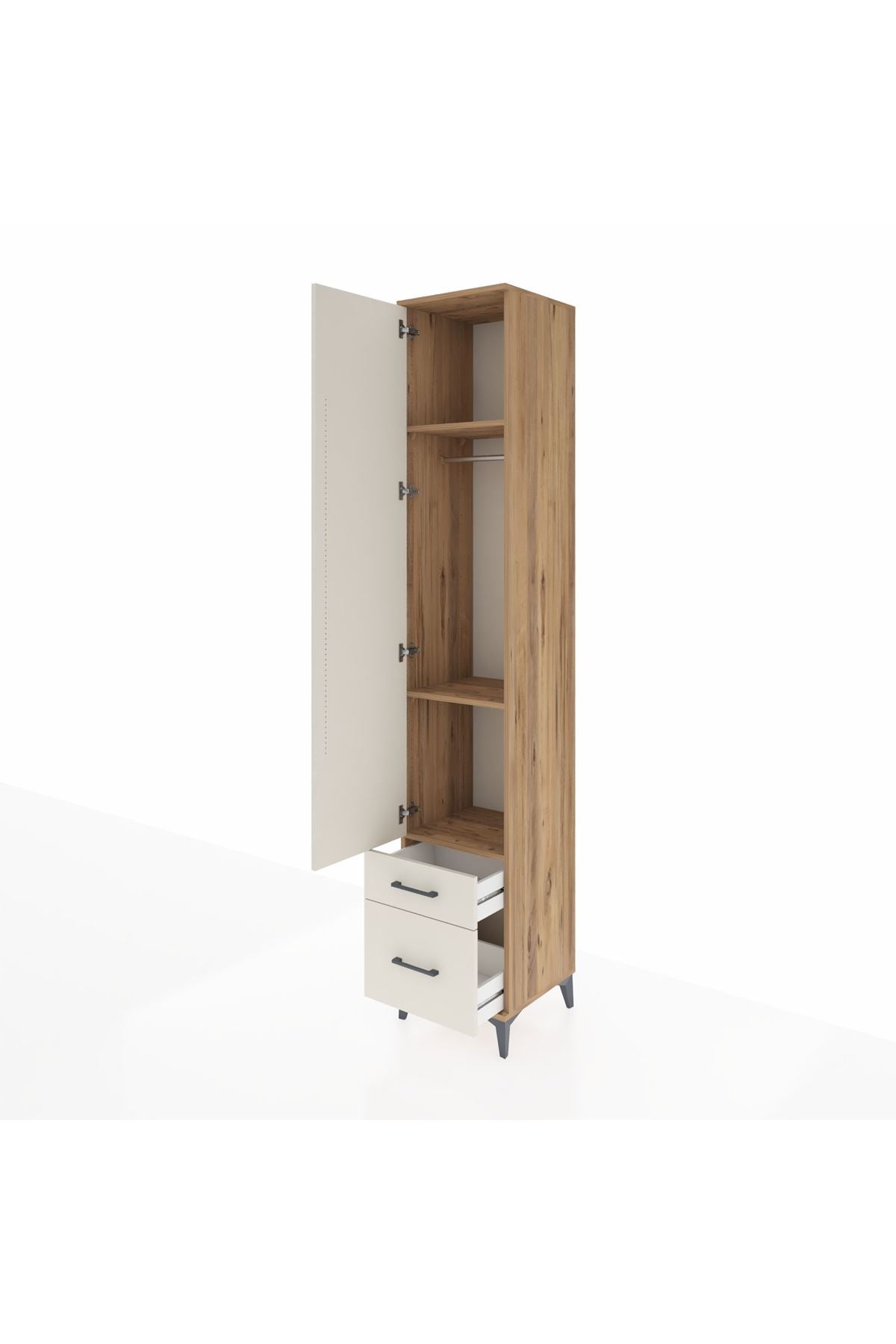 Hyperion Dolap 3 Raflı 2 Çekmeceli Tek Askılı 44x44x243 - S64M037V7B