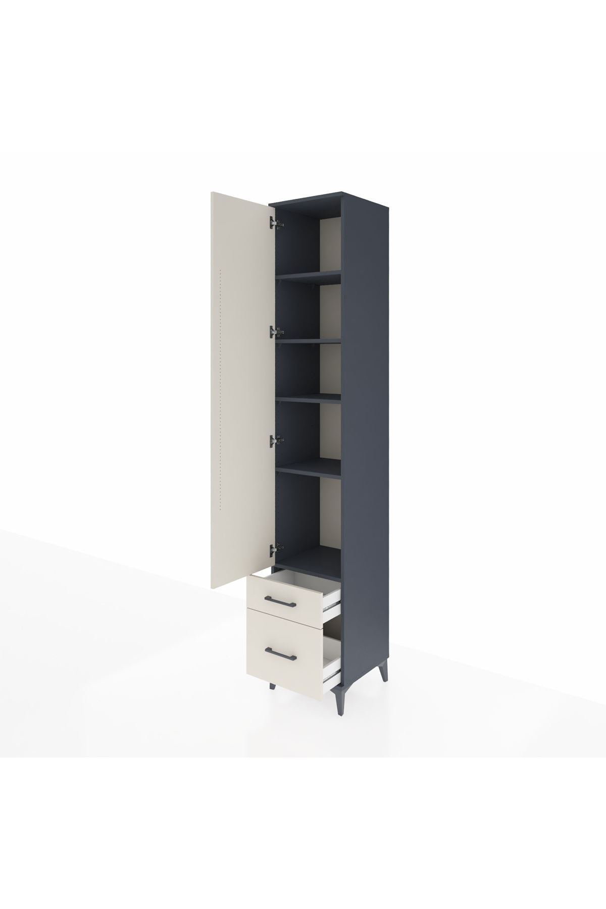 Hyperion Dolap 5 Raflı 2 Çekmeceli Tek Kapaklı 44x44x243 - S64M038V4B