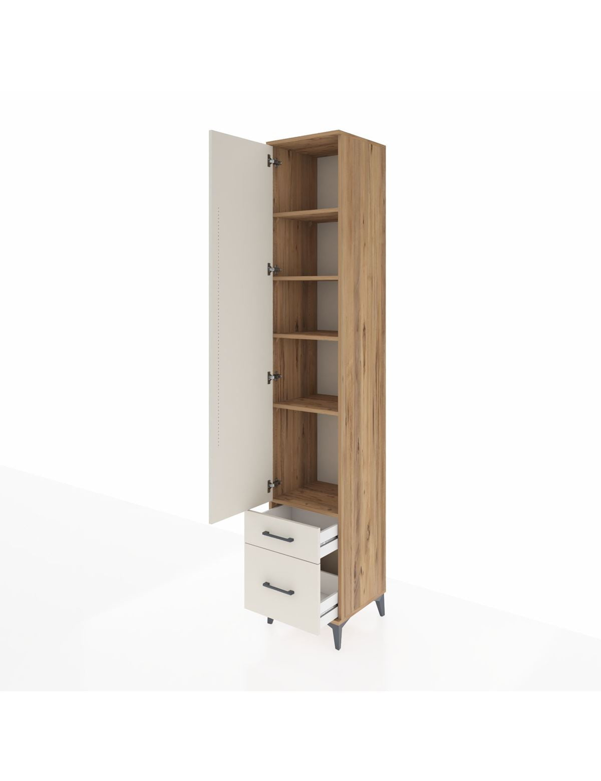 Hyperion Dolap 5 Raflı 2 Çekmeceli Tek Kapaklı 44x44x243 - S64M038V7B