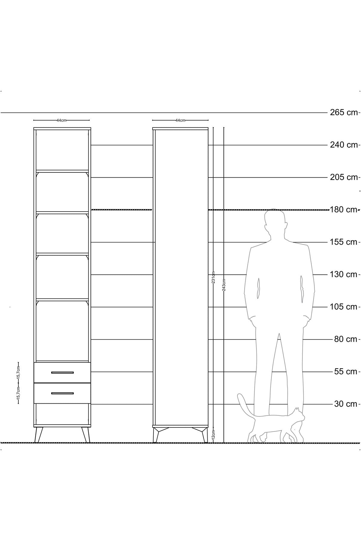 Hyperion Dolap 5 Raflı 2 Çekmeceli 44x44x243 - S64M047V6B