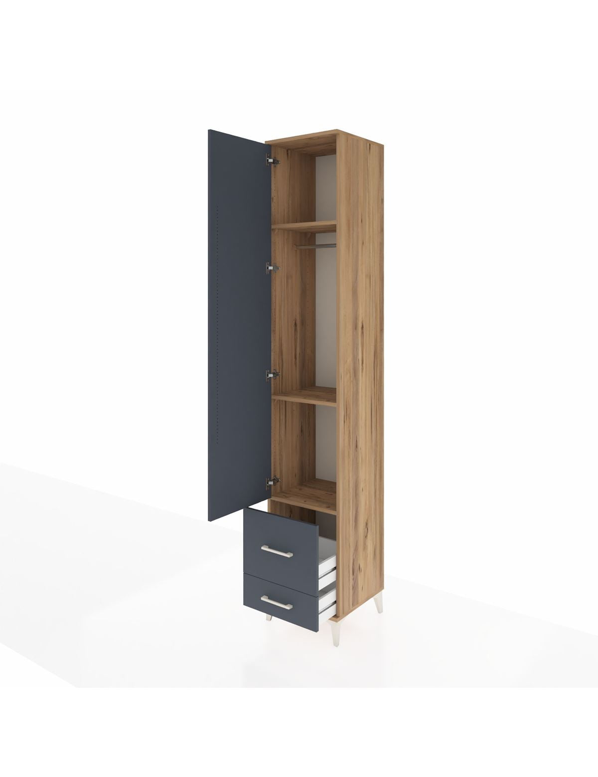 Hyperion Dolap 3 Raflı 2 Çekmeceli Tek Askılı 44x44x243 - S64M051V8B