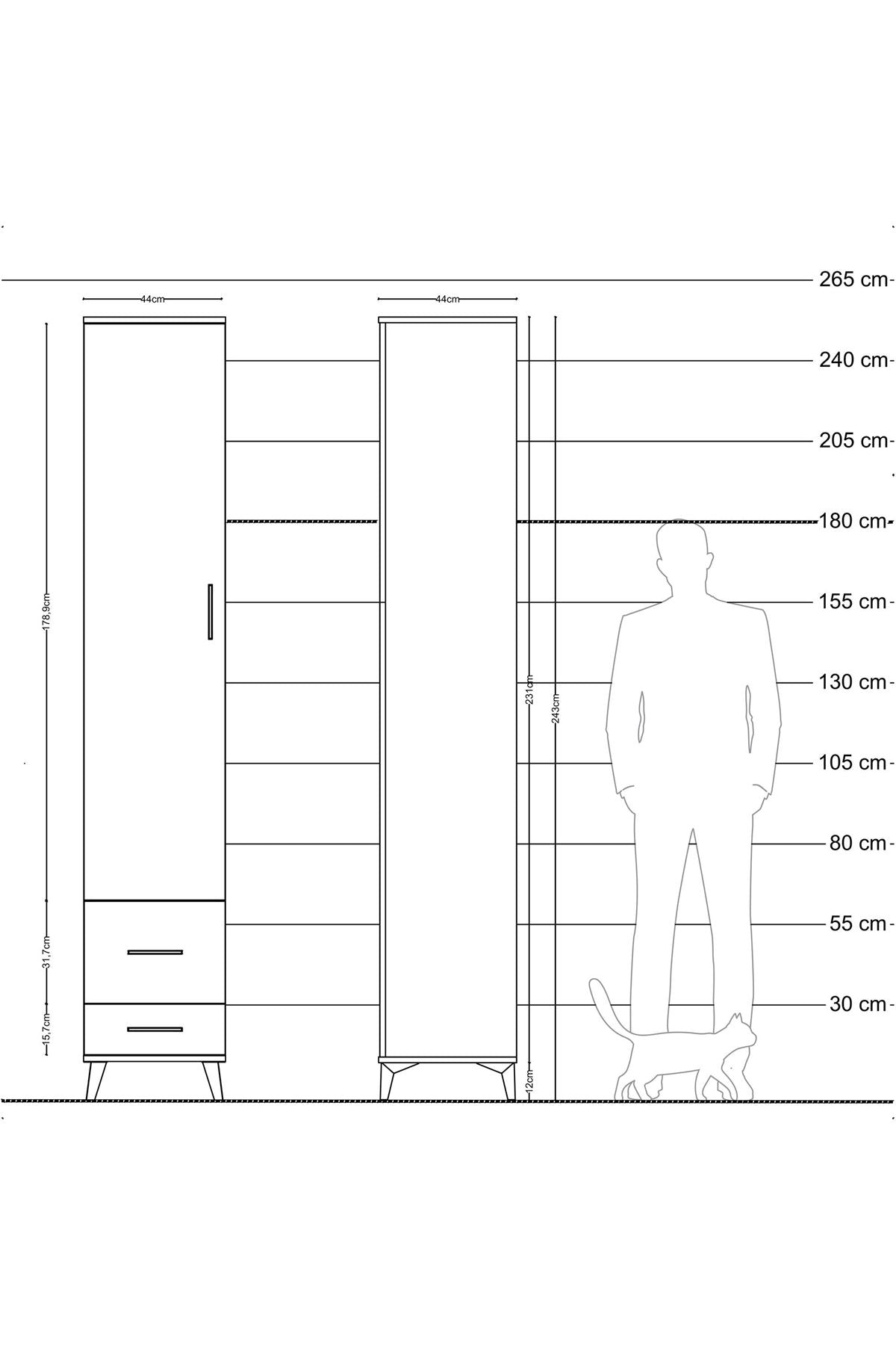 Hyperion Dolap 5 Raflı 2 Çekmeceli Tek Kapaklı 44x44x243 - S64M052V9B