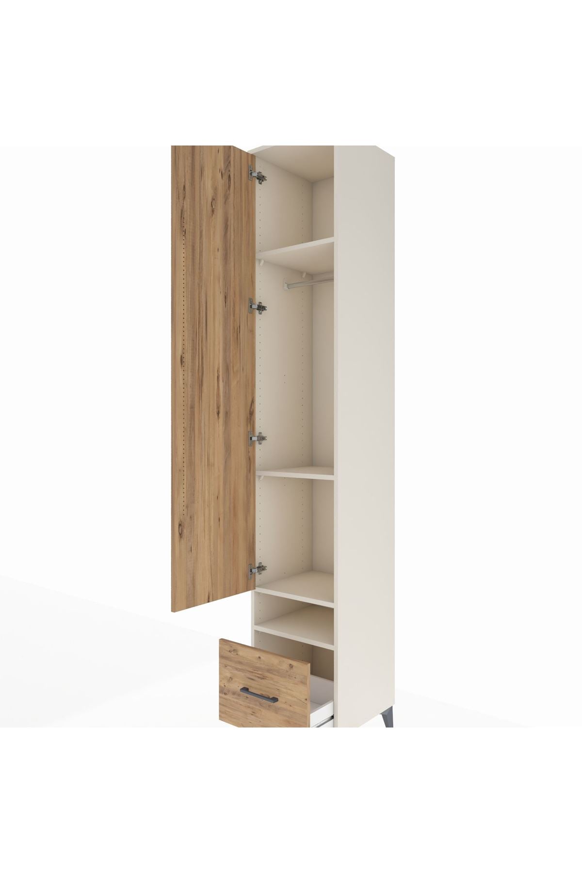 Hyperion Dolap 4 Raflı Tek Çekmeceli Tek Askılı 44x44x243 - S64M053V3B