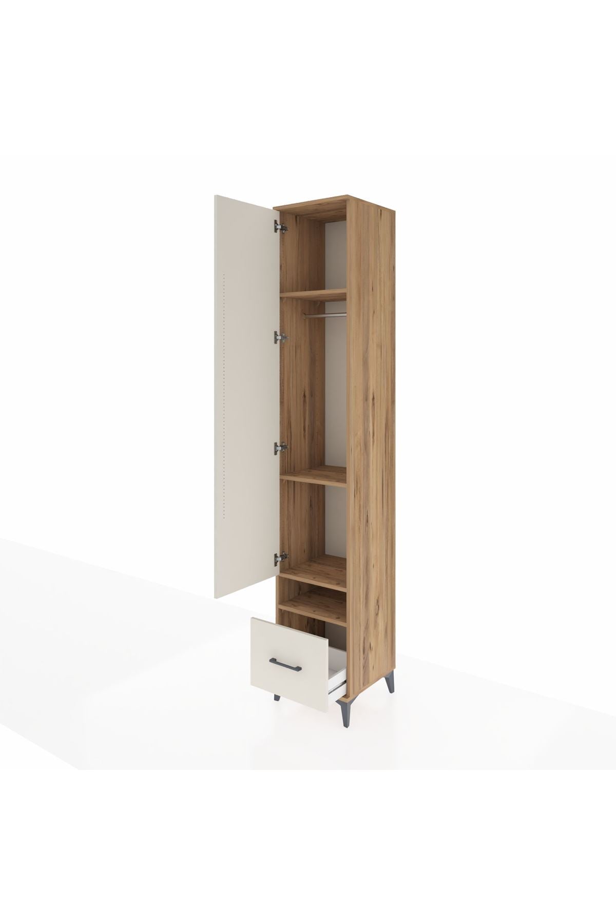 Hyperion Dolap 4 Raflı Tek Çekmeceli Tek Askılı 44x44x243 - S64M053V7B