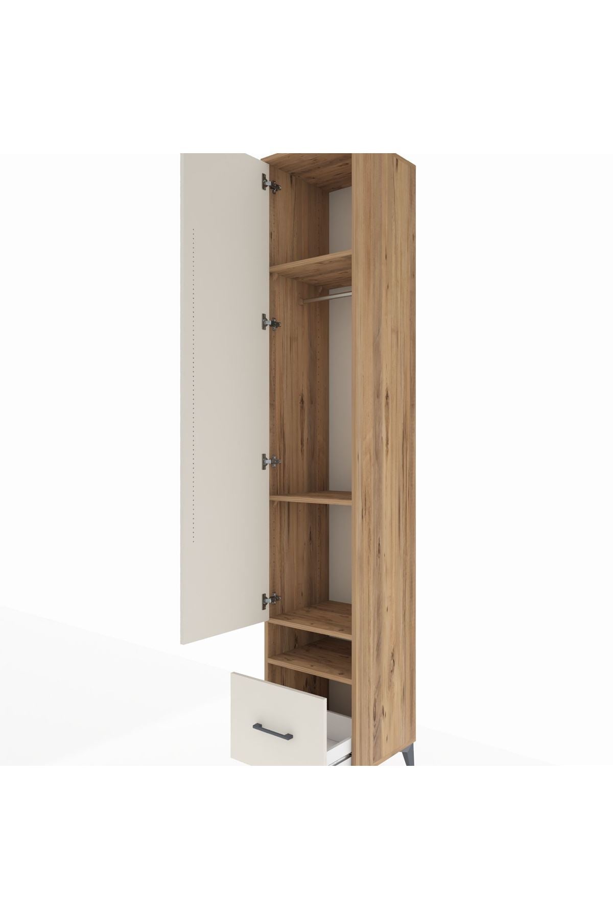 Hyperion Dolap 4 Raflı Tek Çekmeceli Tek Askılı 44x44x243 - S64M053V7B