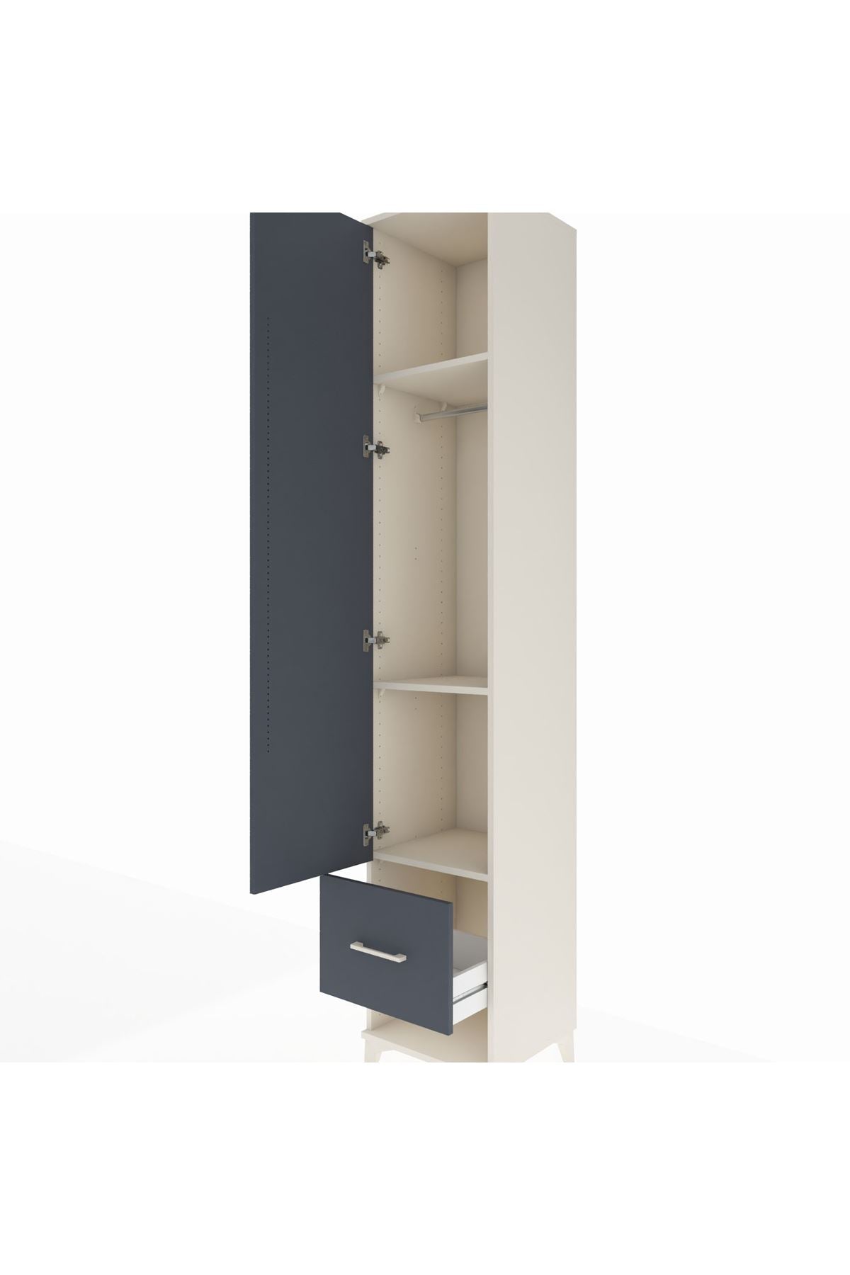 Hyperion Dolap 3 Raflı Tek Çekmeceli Tek Askılı 44x44x243 - S64M055V2B