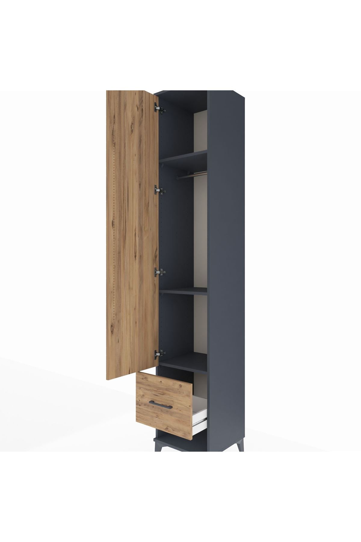 Hyperion Dolap 3 Raflı Tek Çekmeceli Tek Askılı 44x44x243 - S64M055V6B