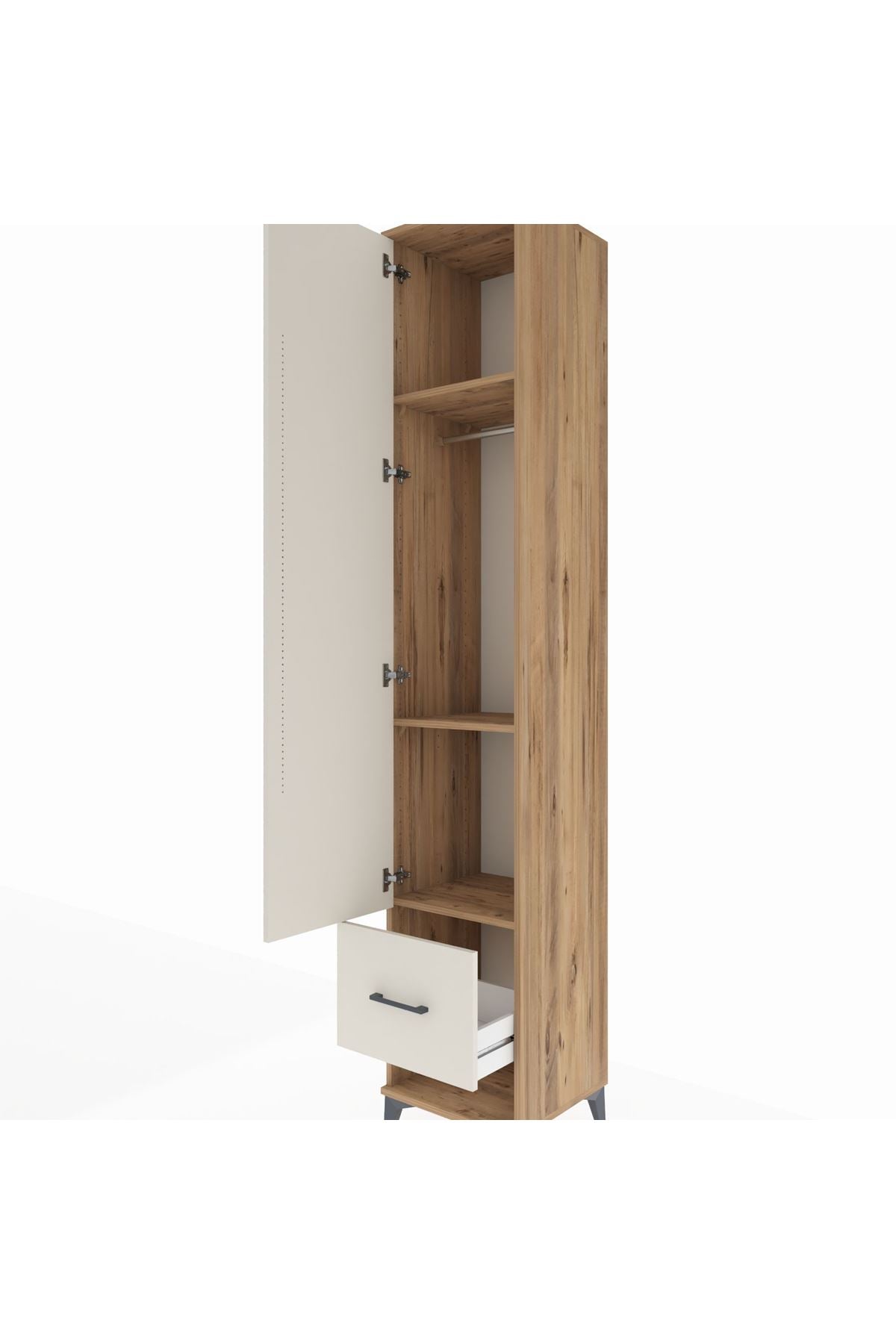 Hyperion Dolap 3 Raflı Tek Çekmeceli Tek Askılı 44x44x243 - S64M055V7B