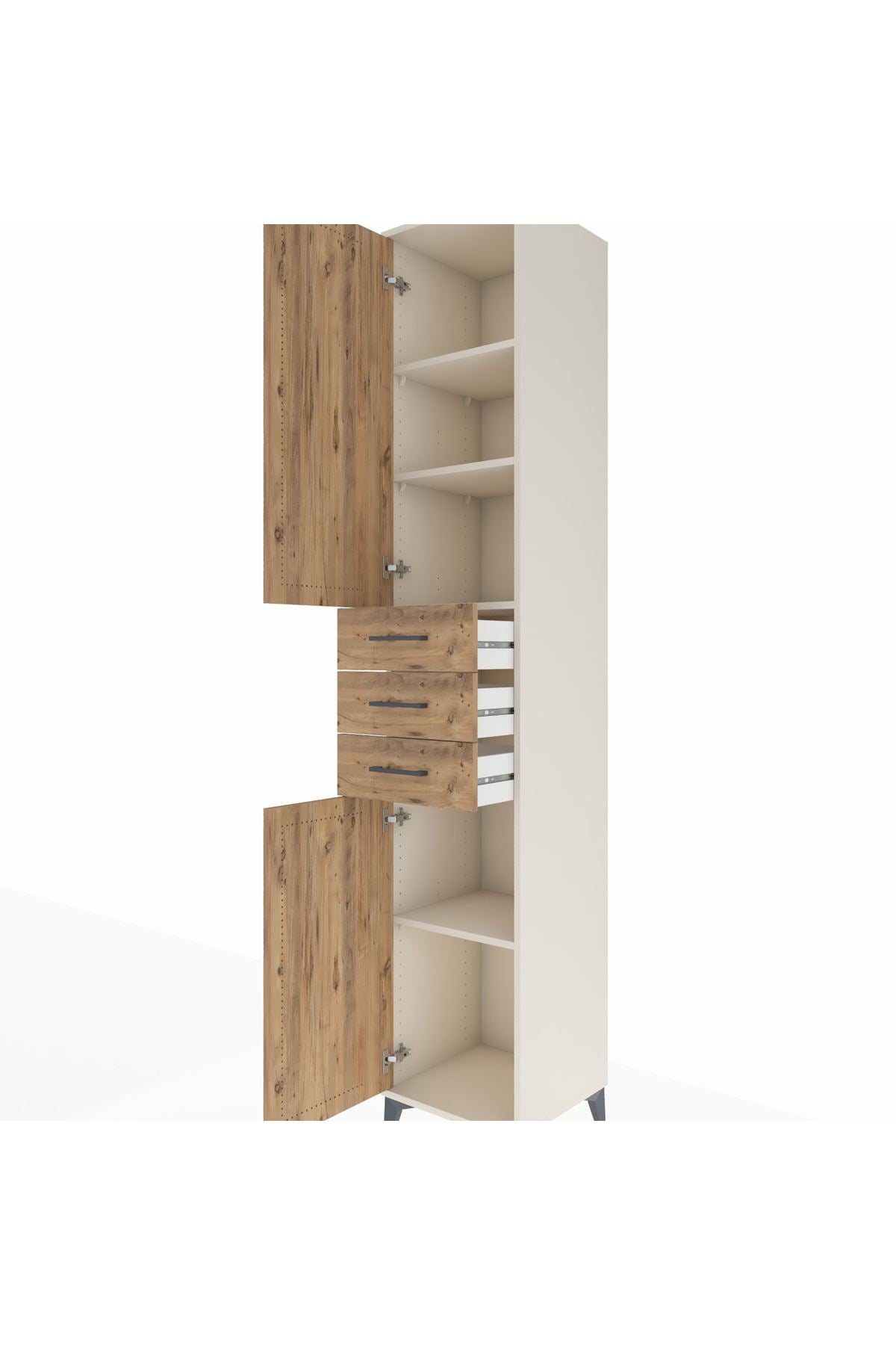 Hyperion Dolap 4 Raflı 3 Çekmeceli 2 Kapaklı 44x44x243 - S64M058V3B