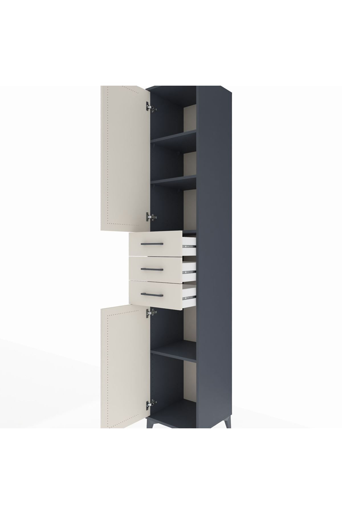 Hyperion Dolap 4 Raflı 3 Çekmeceli 2 Kapaklı 44x44x243 - S64M058V4B