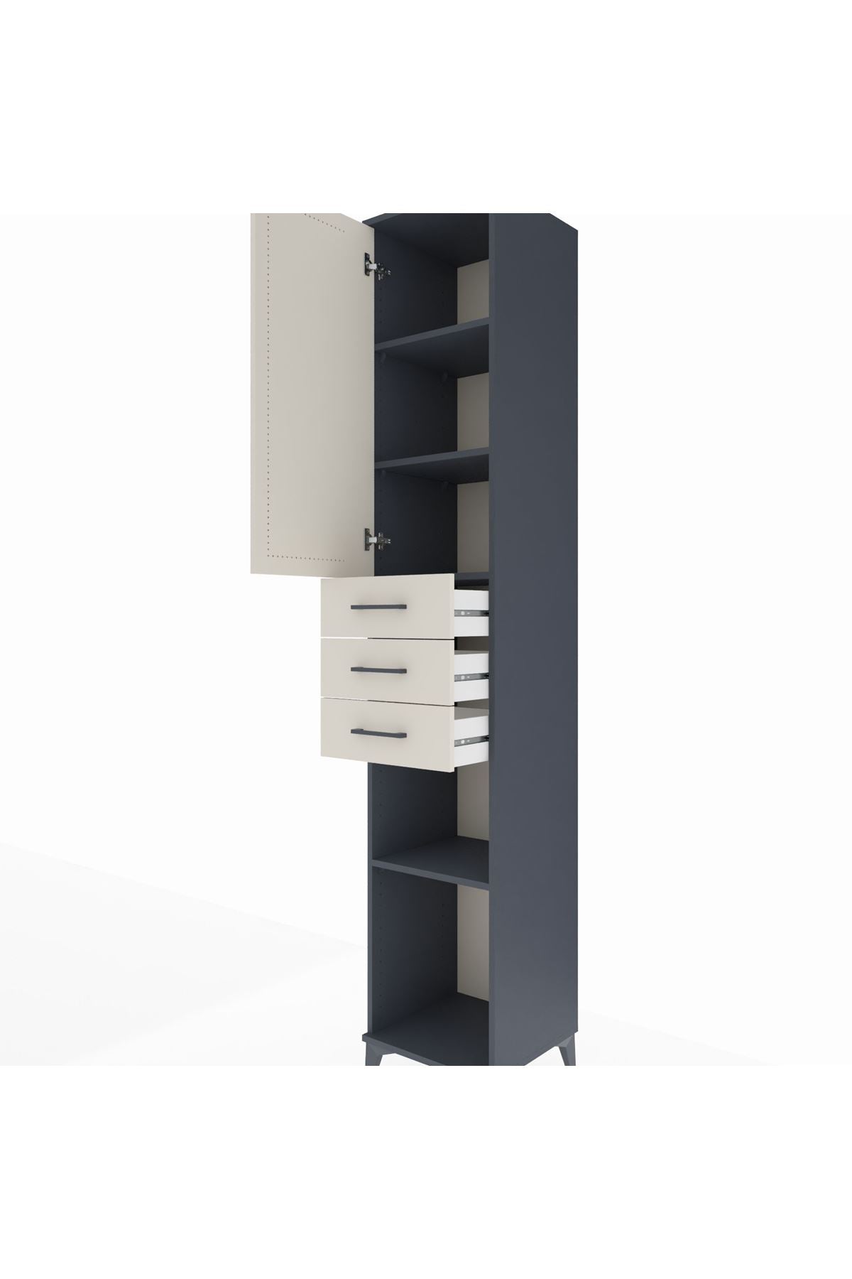 Hyperion Dolap 4 Raflı 3 Çekmeceli Tek Kapaklı 44x44x243 - S64M059V4B