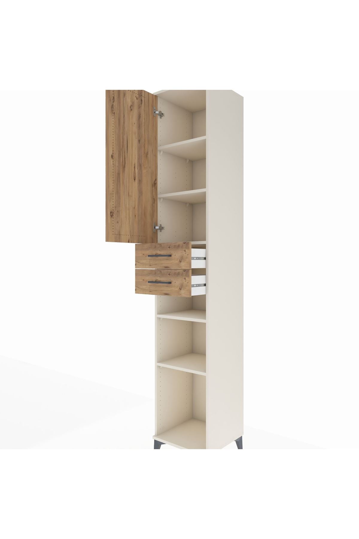 Hyperion Dolap 5 Raflı 2 Çekmeceli Tek Kapaklı 44x44x243 - S64M065V3B