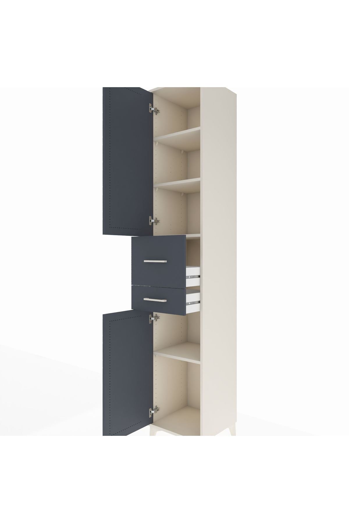 Hyperion Dolap 4 Raflı 2 Çekmeceli 2 Kapaklı 44x44x243 - S64M066V2B