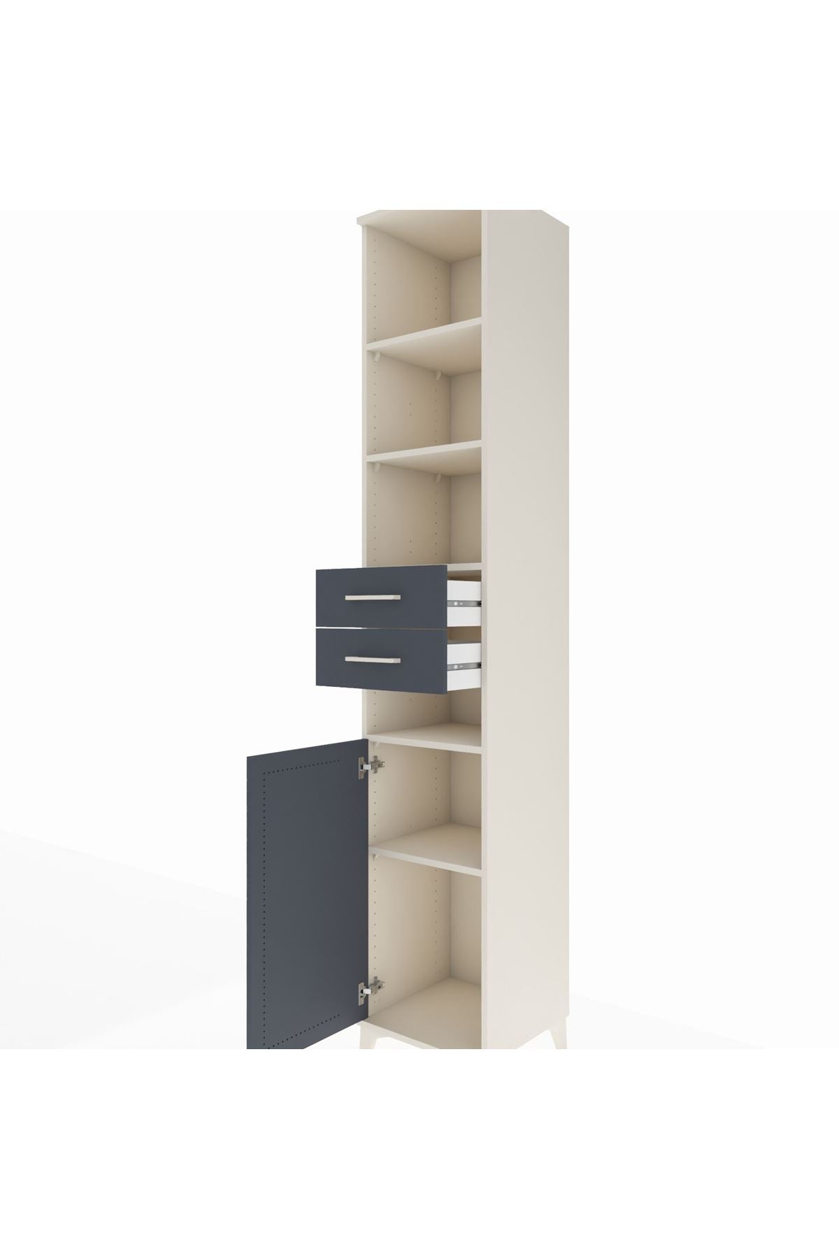 Hyperion Dolap 5 Raflı 2 Çekmeceli Tek Kapaklı 44x44x243 - S64M067V2B