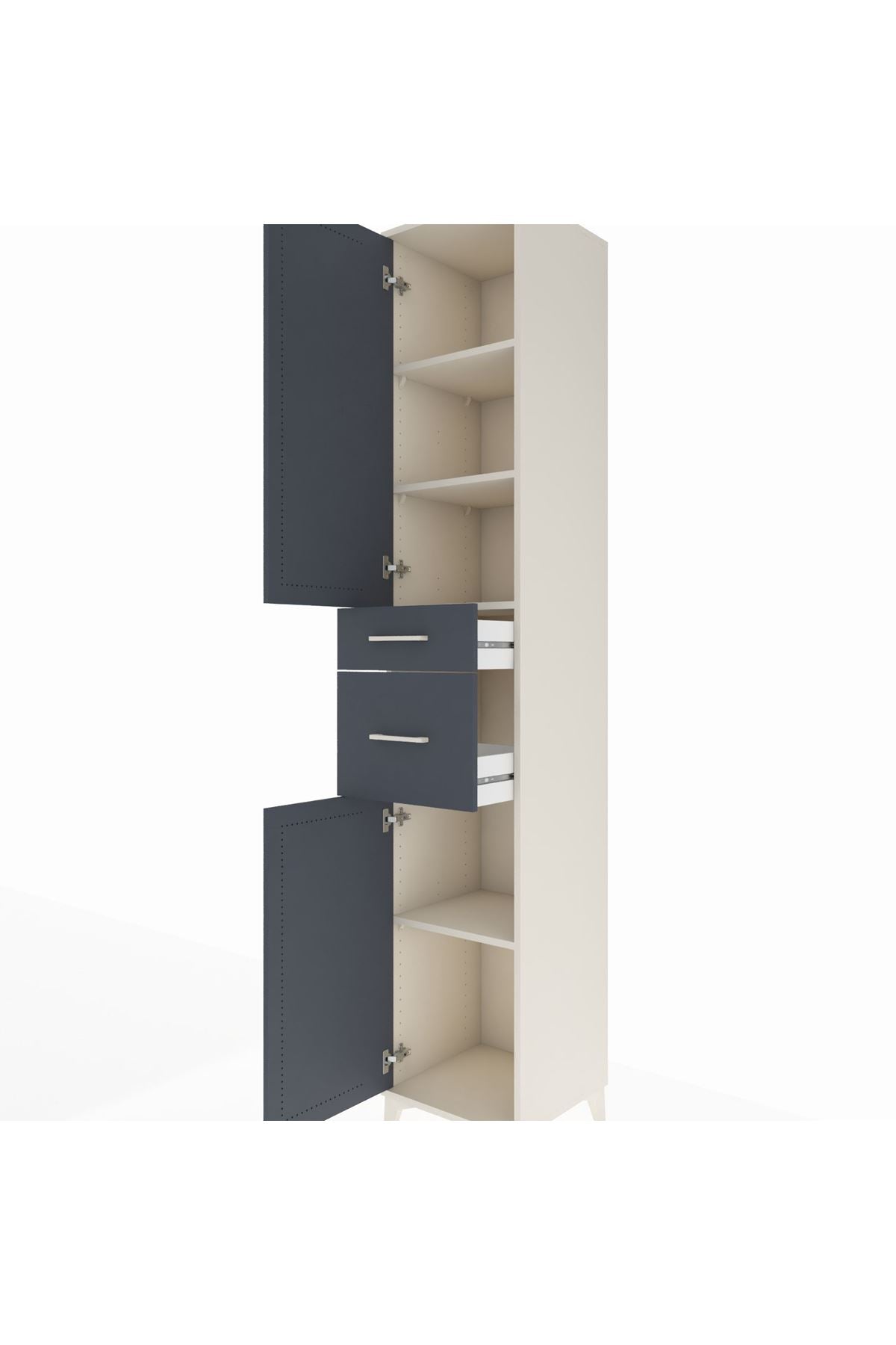 Hyperion Dolap 4 Raflı 2 Çekmeceli 2 Kapaklı 44x44x243 - S64M070V2B