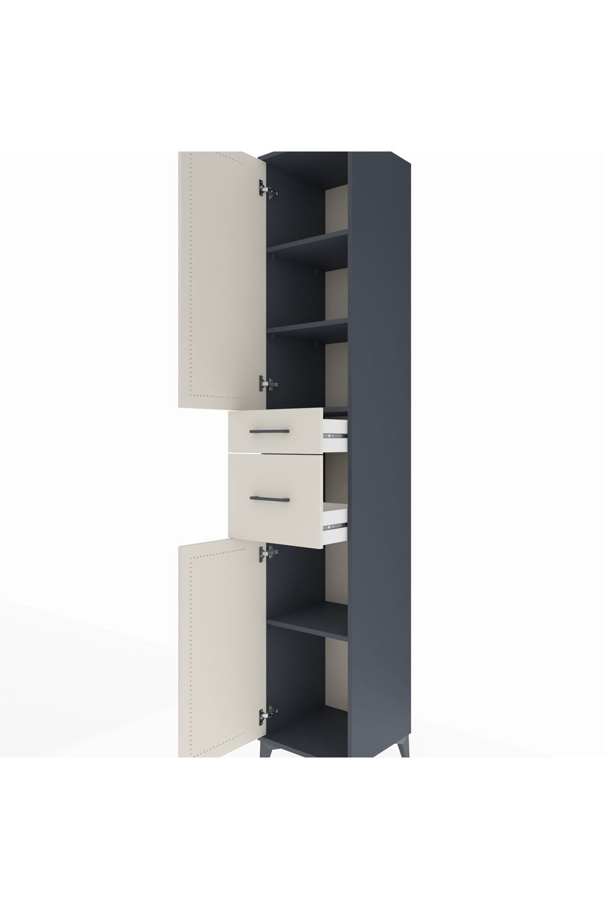 Hyperion Dolap 4 Raflı 2 Çekmeceli 2 Kapaklı 44x44x243 - S64M070V4B