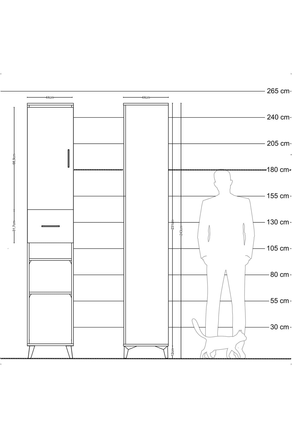 Hyperion Dolap 5 Raflı Tek Çekmeceli Tek Kapaklı 44x44x243 - S64M074V1B