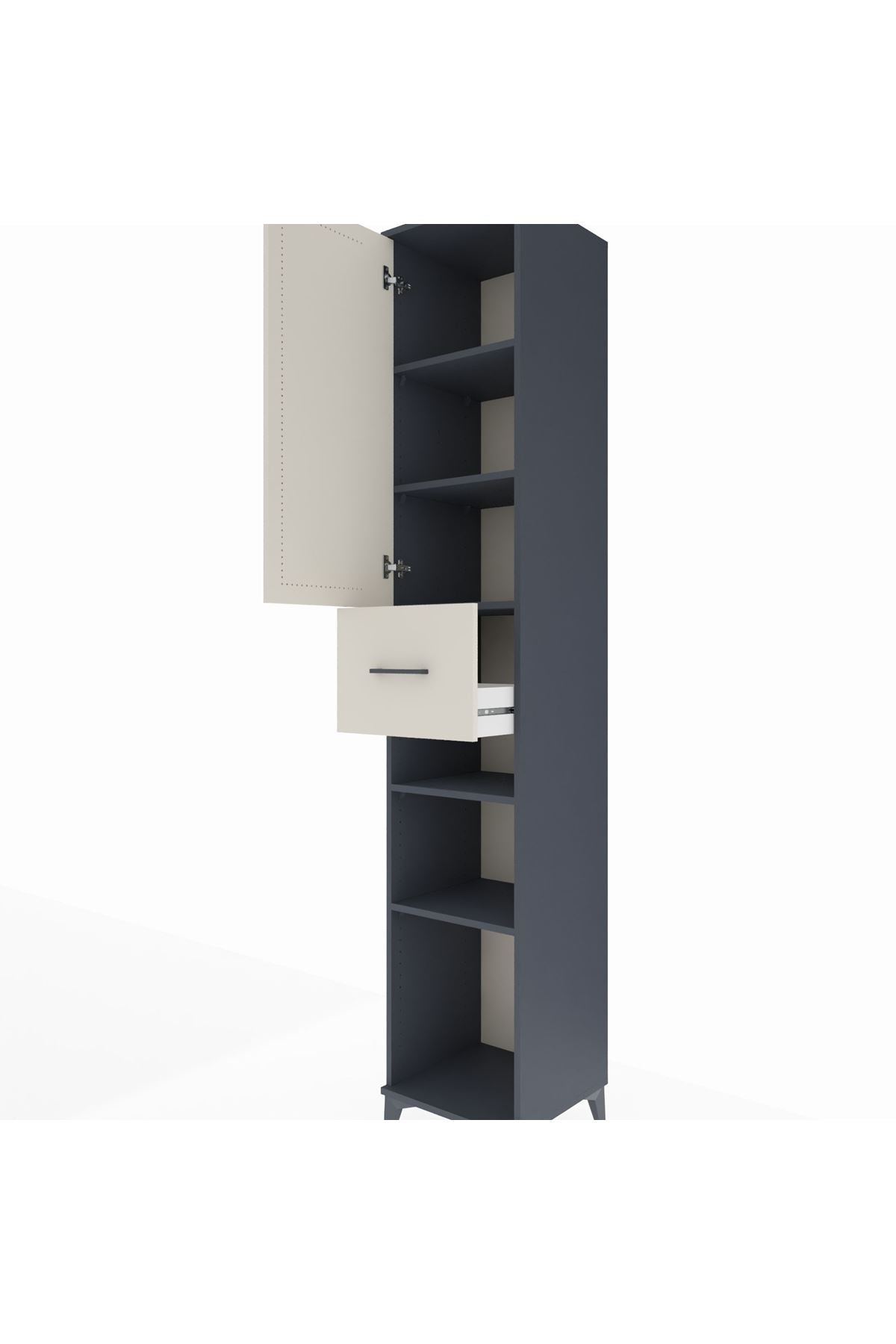 Hyperion Dolap 5 Raflı Tek Çekmeceli Tek Kapaklı 44x44x243 - S64M074V4B