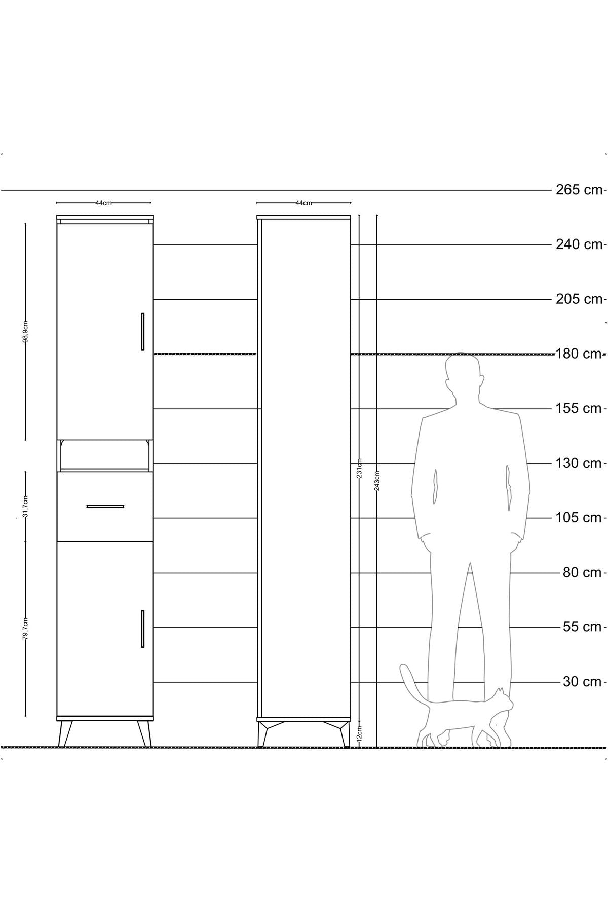 Hyperion Dolap 5 Raflı Tek Çekmeceli 2 Kapaklı 44x44x243 - S64M076V3B