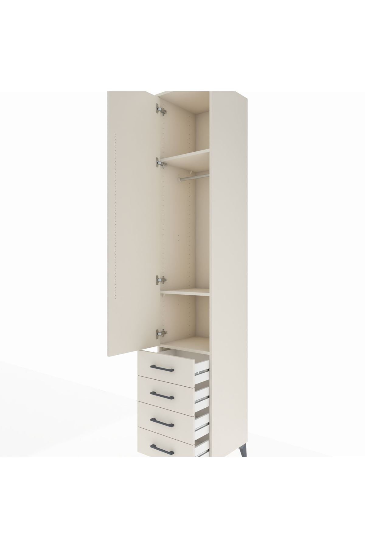 Hyperion Dolap 3 Raflı 4 Çekmeceli Tek Askılı 44x44x243 - S64M079V1B