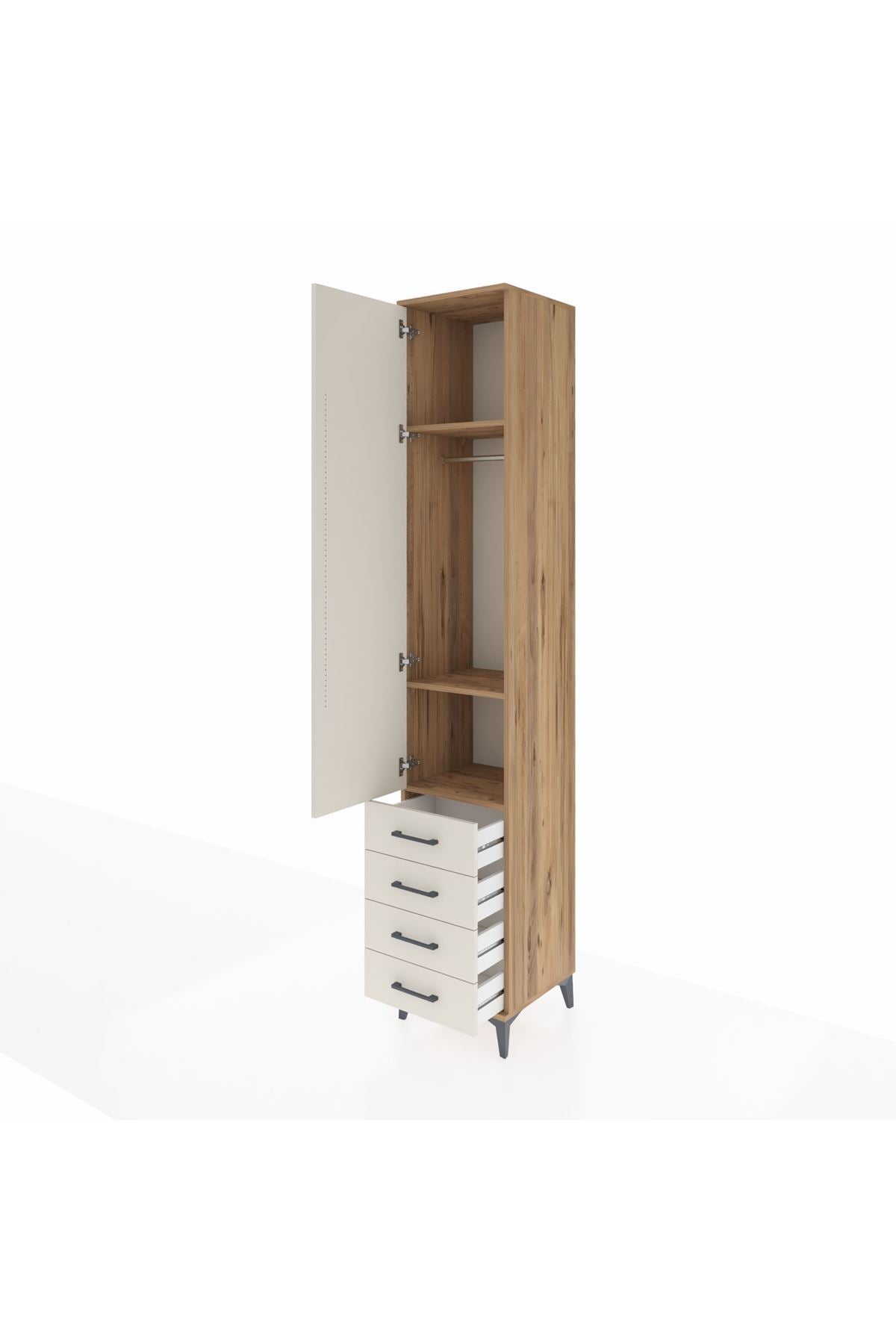 Hyperion Dolap 3 Raflı 4 Çekmeceli Tek Askılı 44x44x243 - S64M079V7B