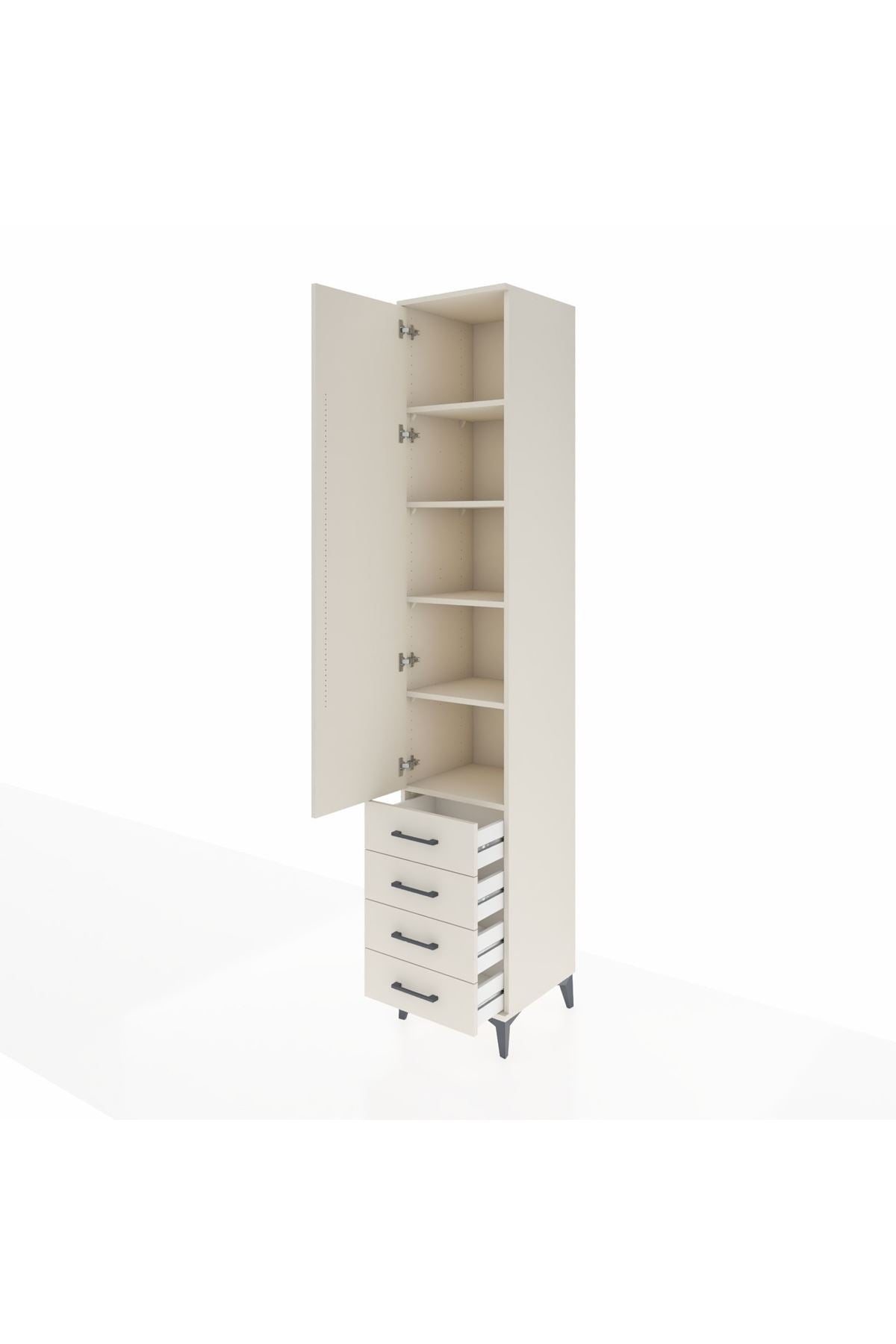 Hyperion Dolap 5 Raflı 4 Çekmeceli Tek Kapaklı 44x44x243 - S64M080V1B