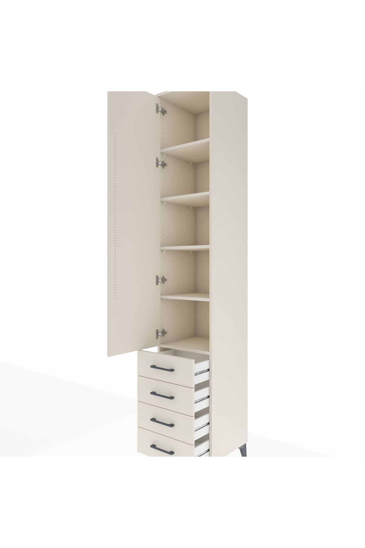 Hyperion Dolap 5 Raflı 4 Çekmeceli Tek Kapaklı 44x44x243 - S64M080V1B