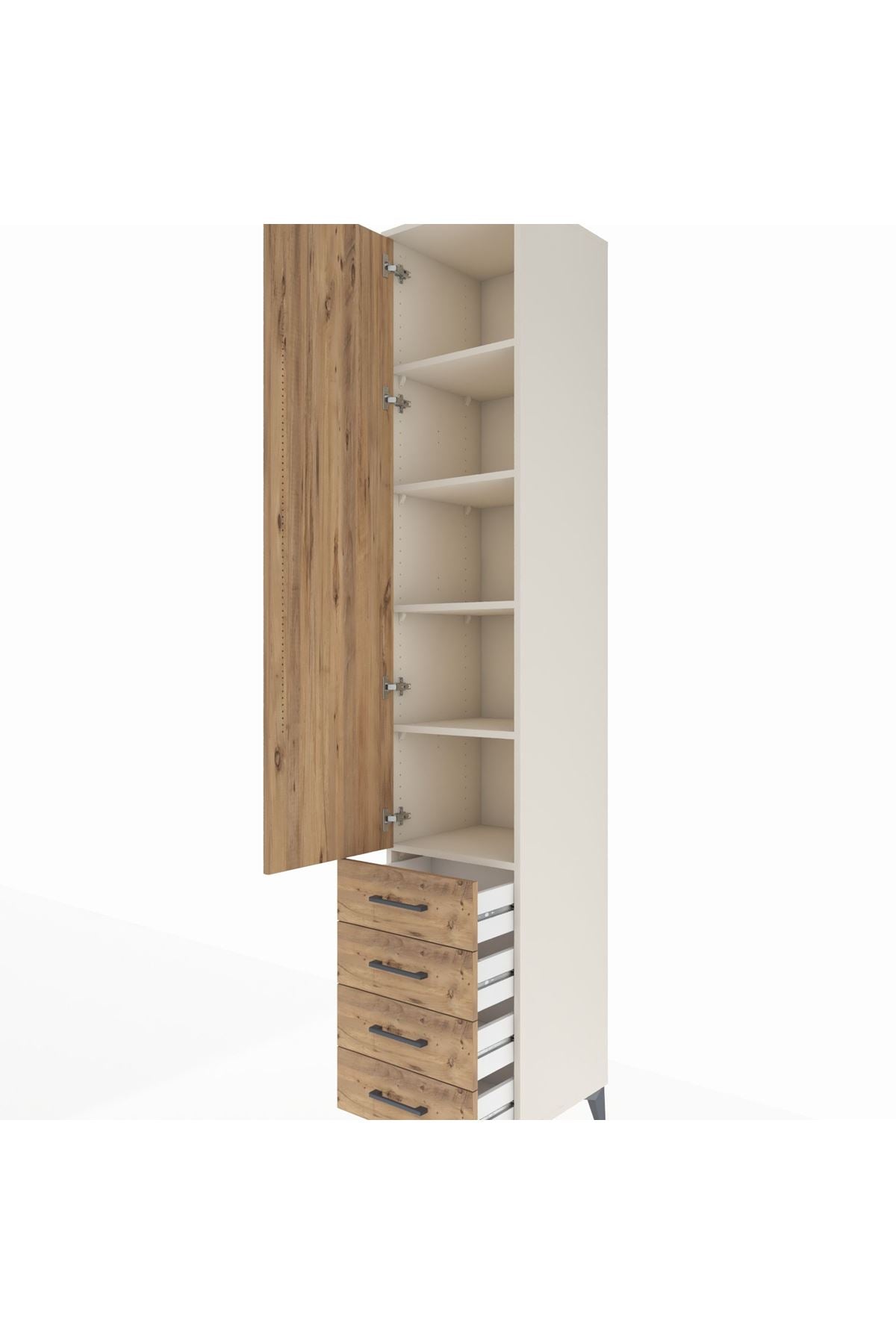 Hyperion Dolap 5 Raflı 4 Çekmeceli Tek Kapaklı 44x44x243 - S64M080V3B