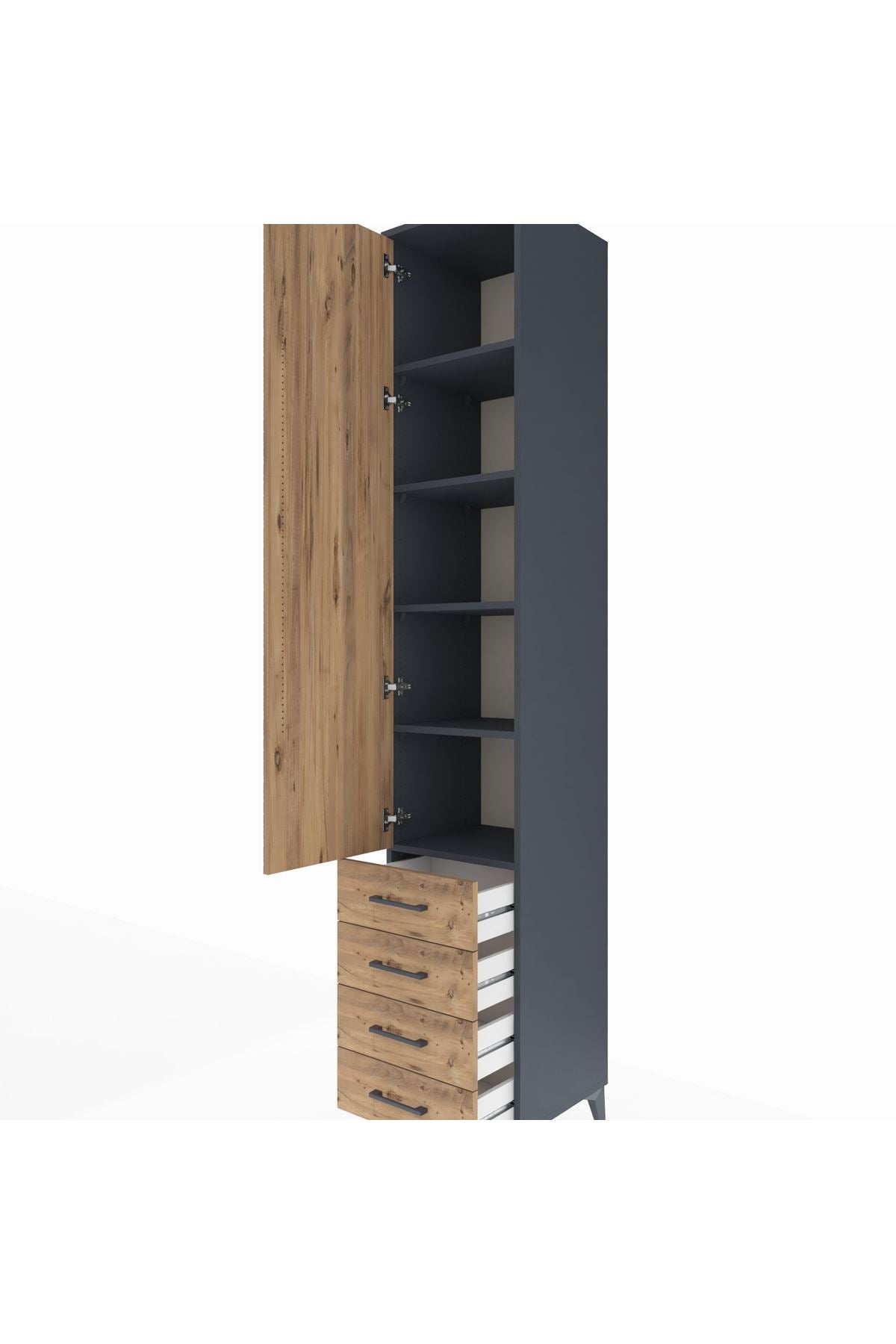 Hyperion Dolap 5 Raflı 4 Çekmeceli Tek Kapaklı 44x44x243 - S64M080V6B