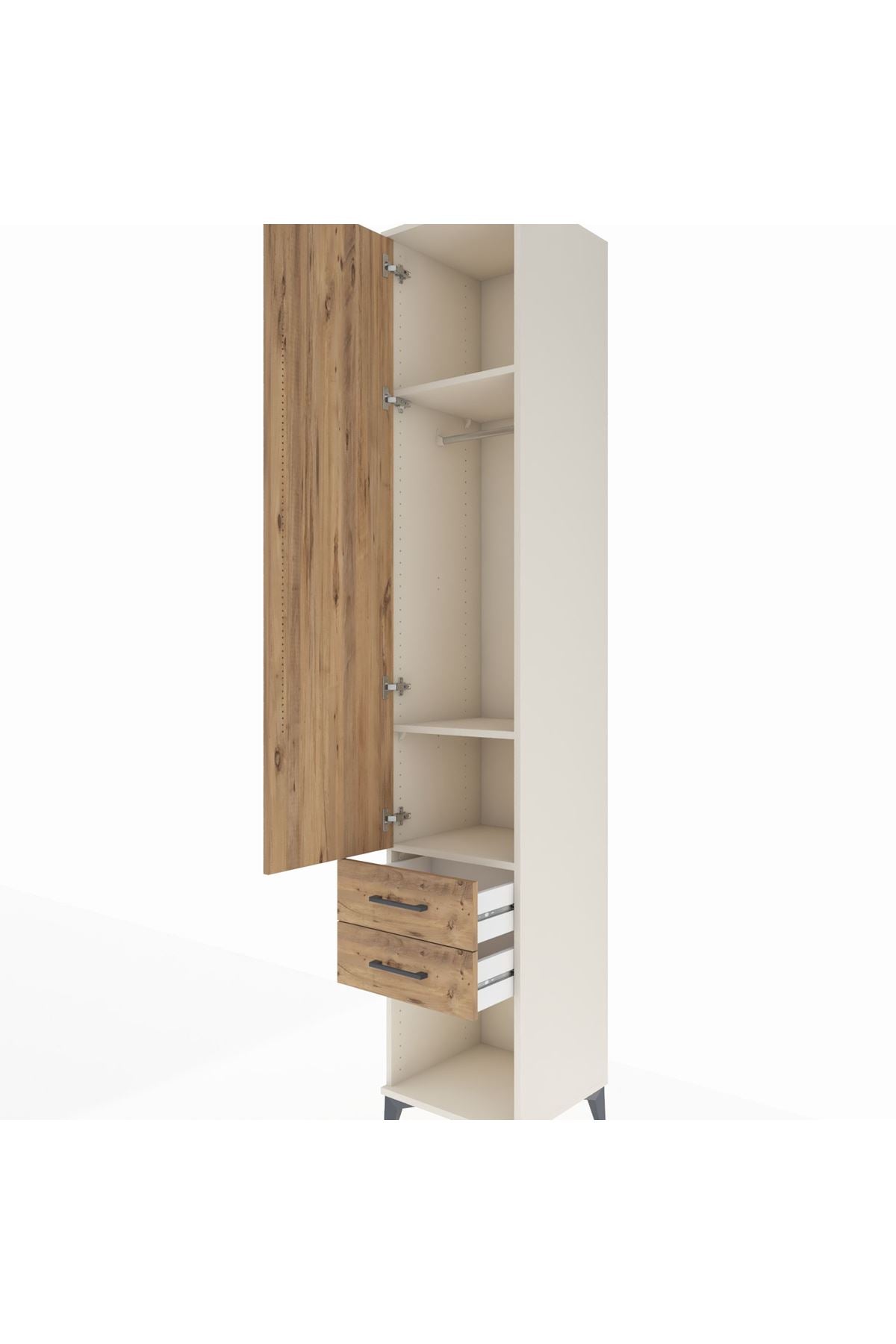 Hyperion Dolap 3 Raflı 2 Çekmeceli Tek Askılı 44x44x243 - S64M081V3B