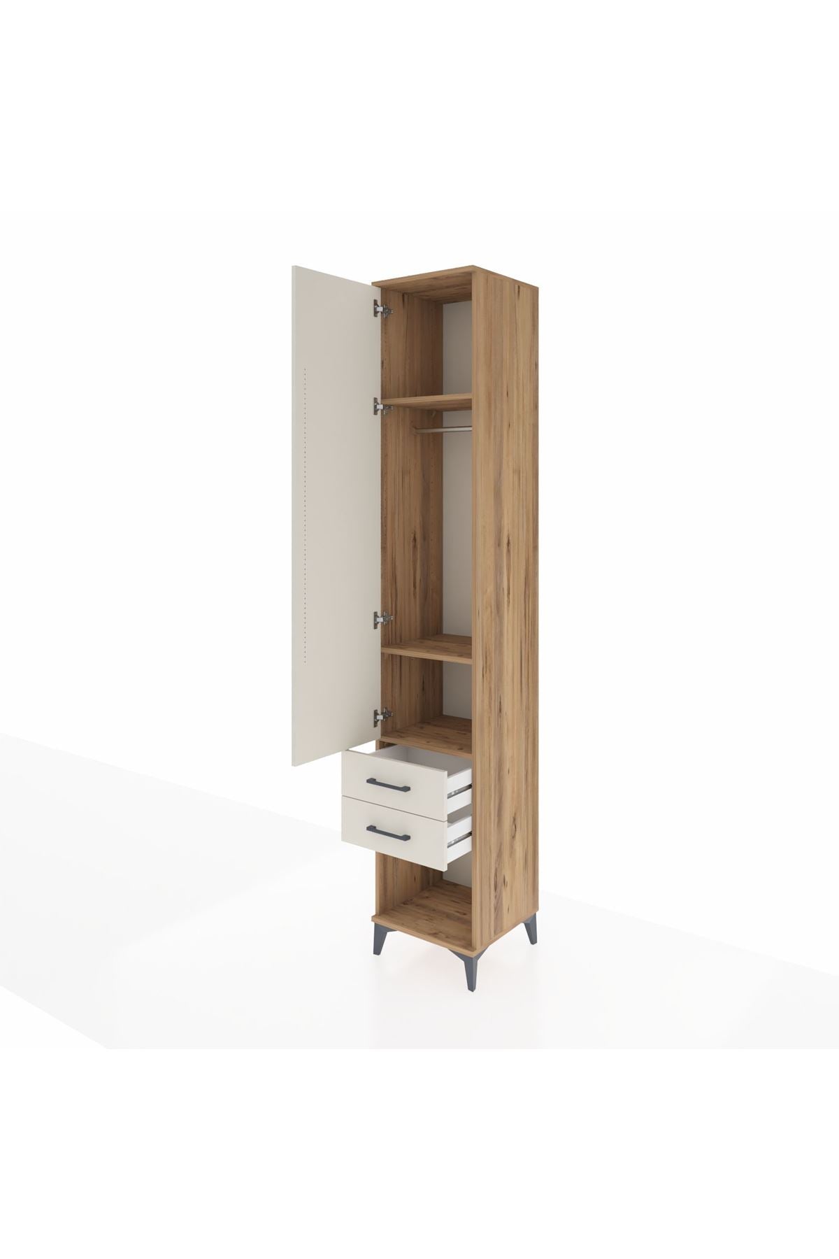 Hyperion Dolap 3 Raflı 2 Çekmeceli Tek Askılı 44x44x243 - S64M081V7B